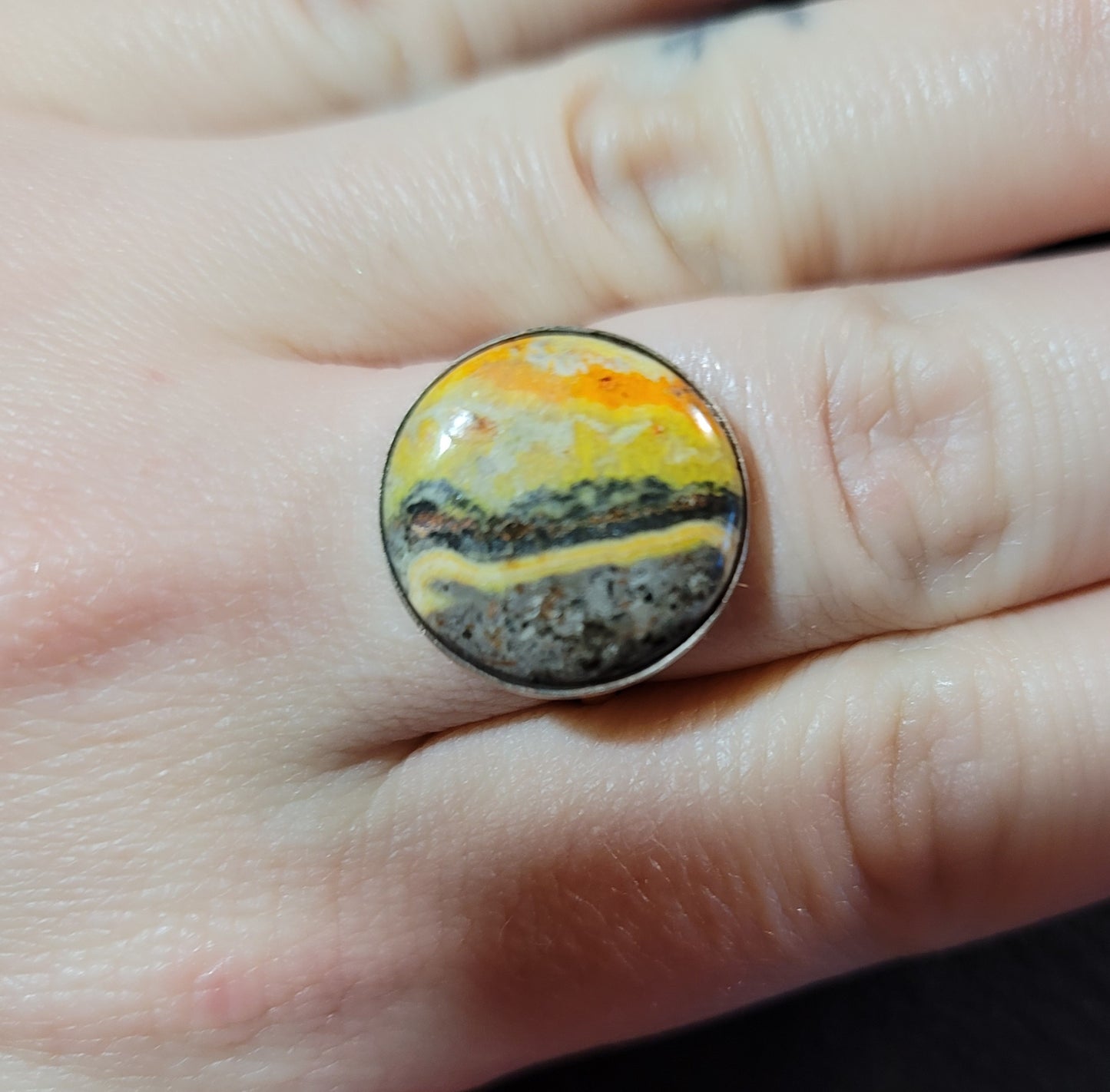 Sterling Silver Bumblebee Jasper Ring Size 9.5