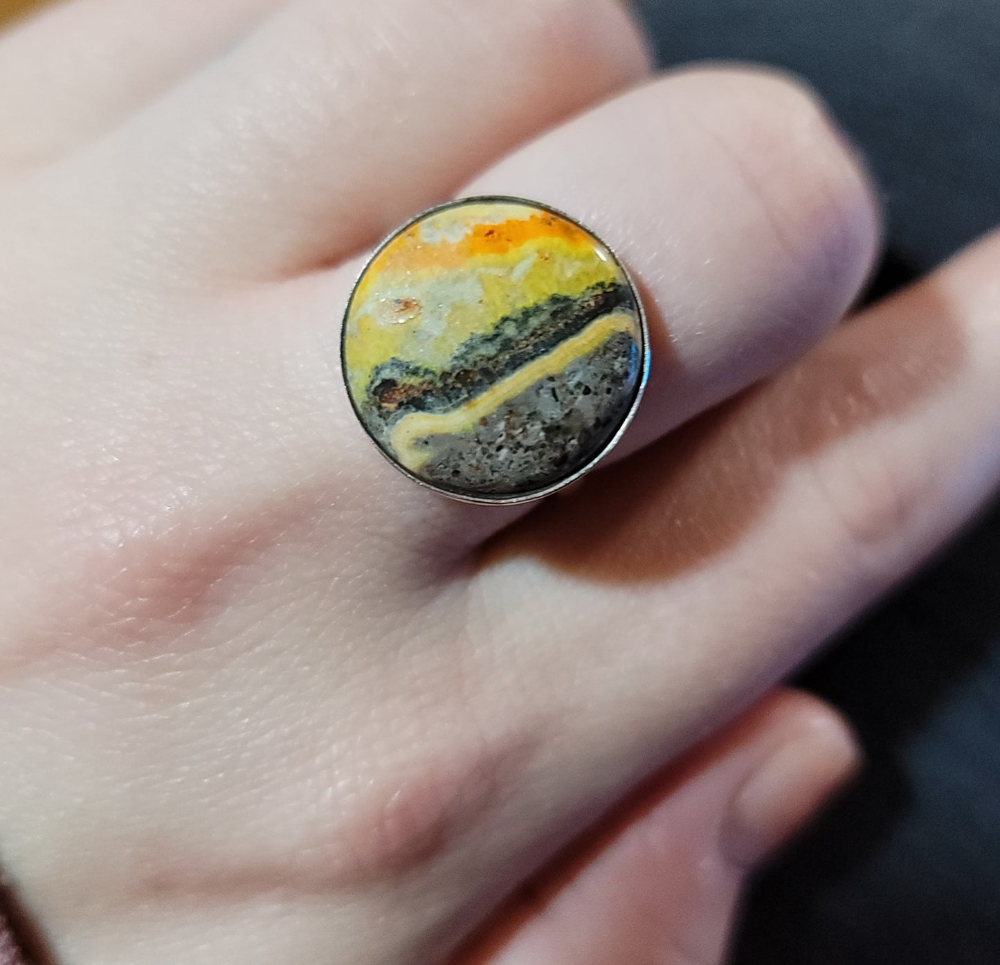 Sterling Silver Bumblebee Jasper Ring Size 9.5