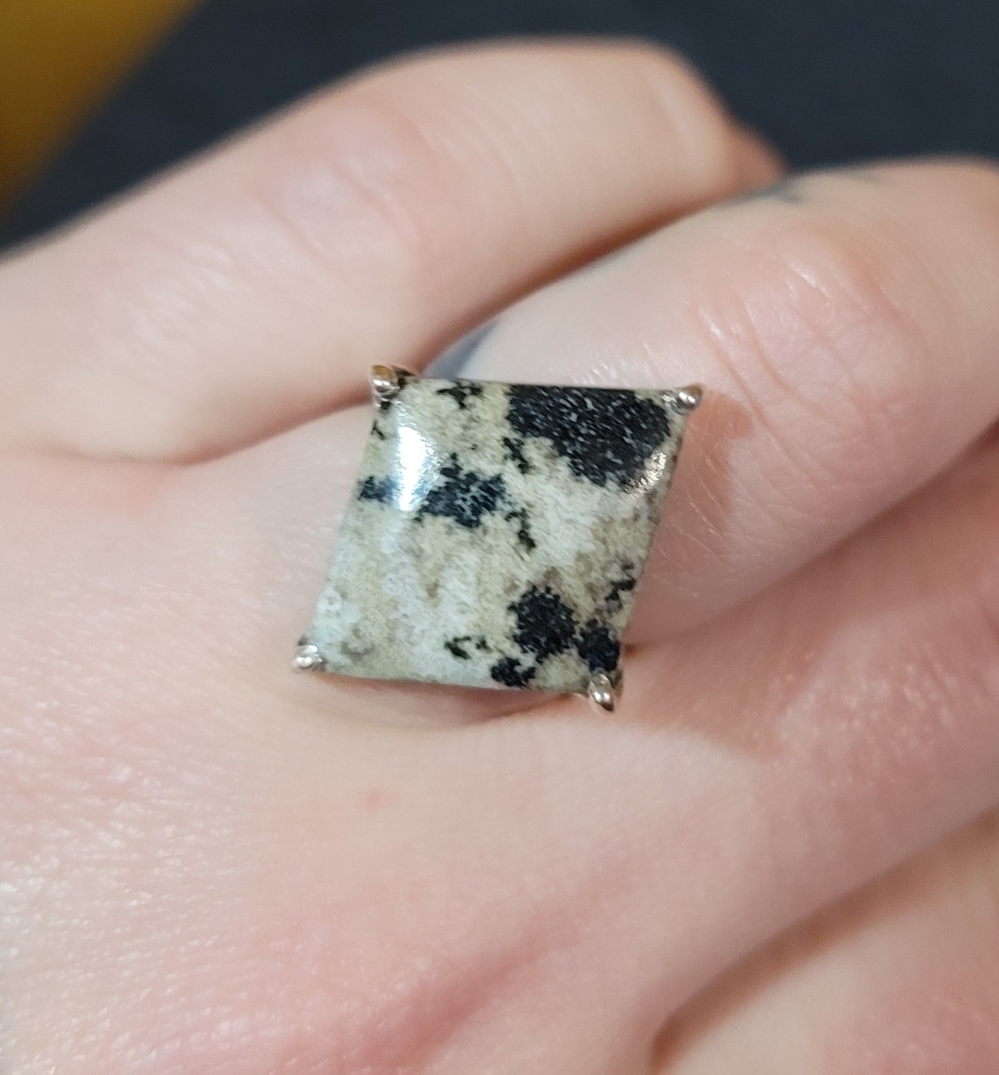 Sterling Silver Dalmatian Jasper Ring Size 7.5