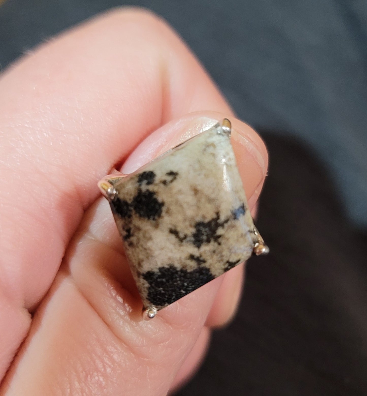 Sterling Silver Dalmatian Jasper Ring Size 7.5
