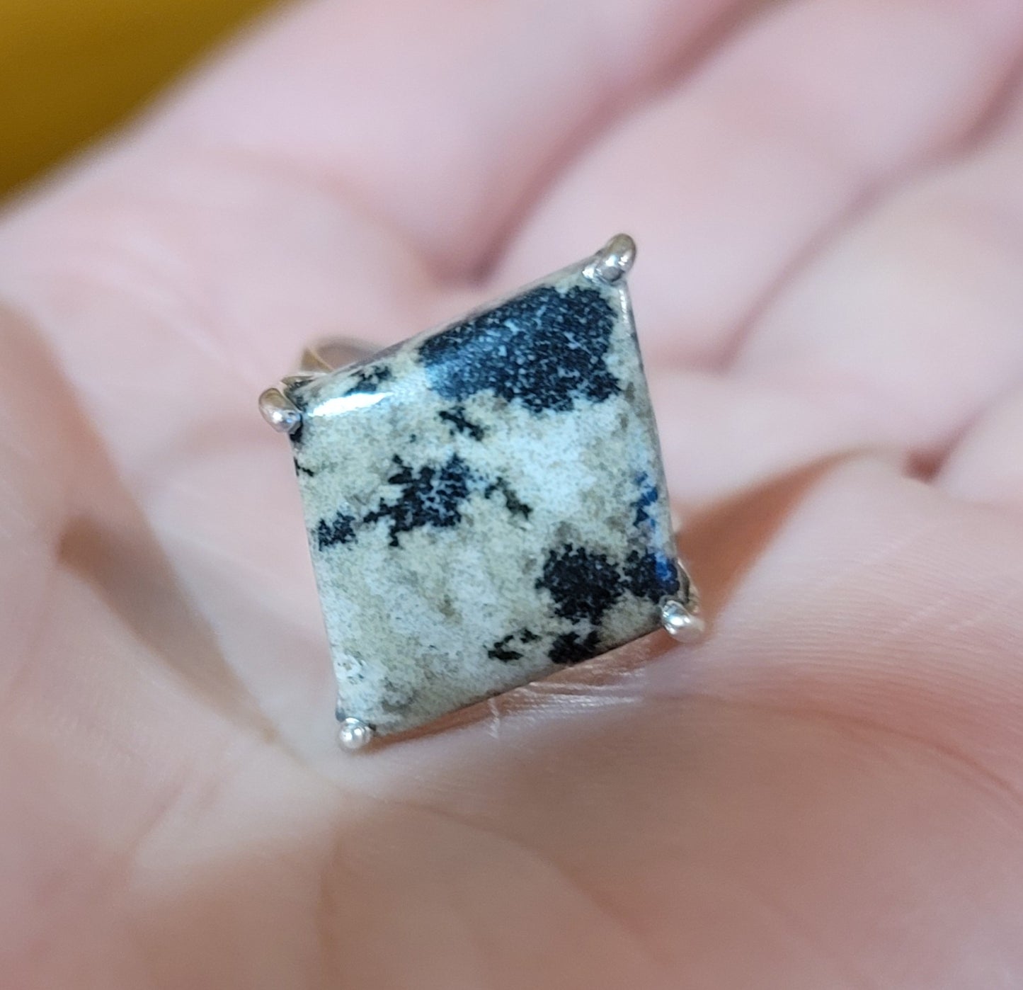 Sterling Silver Dalmatian Jasper Ring Size 7.5