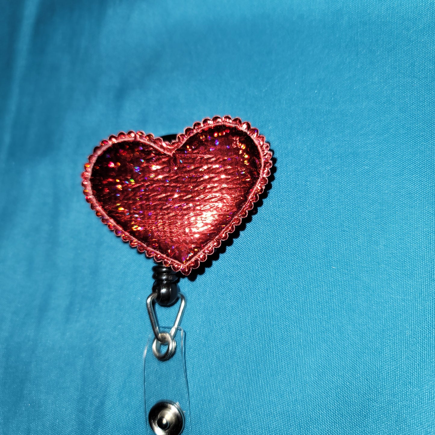 Red Metallic Puffy Heart Badge Reel