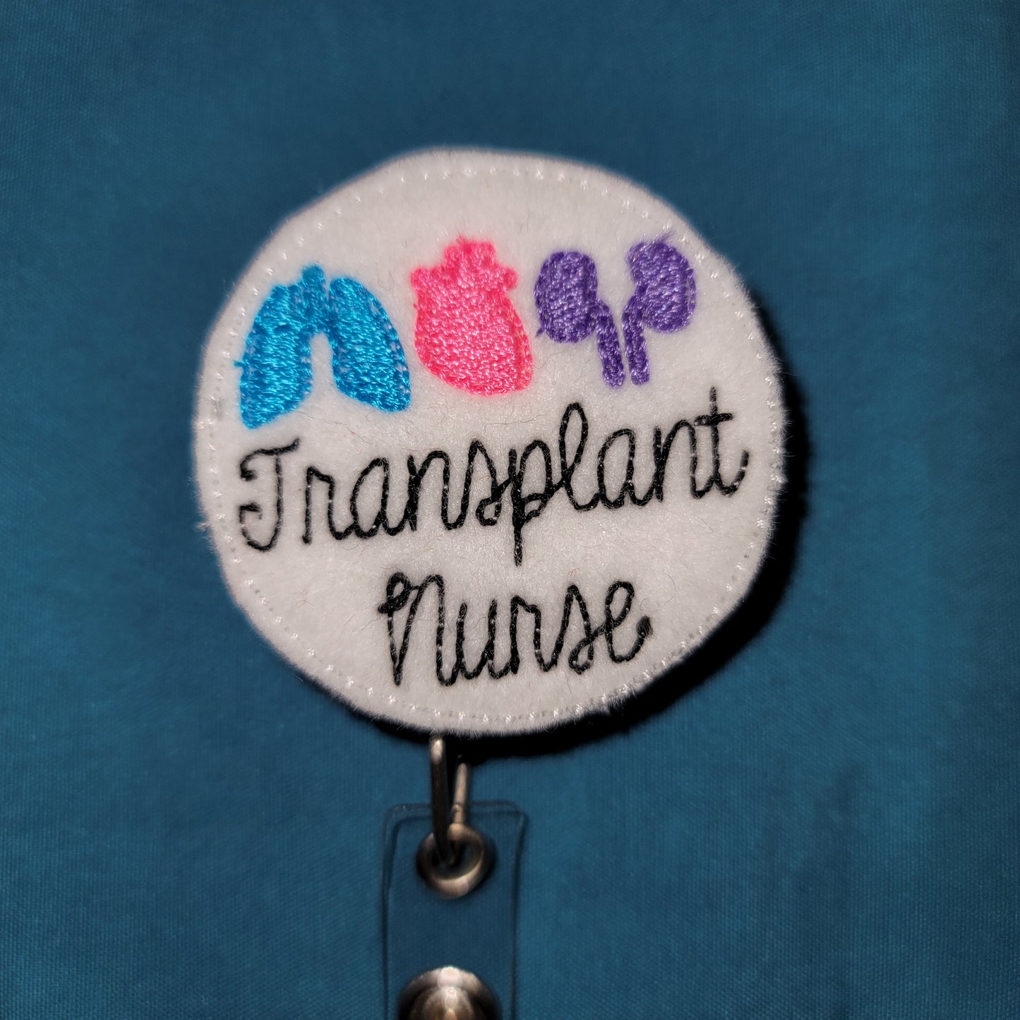 Embroidered Transplant Nurse Badge Reel