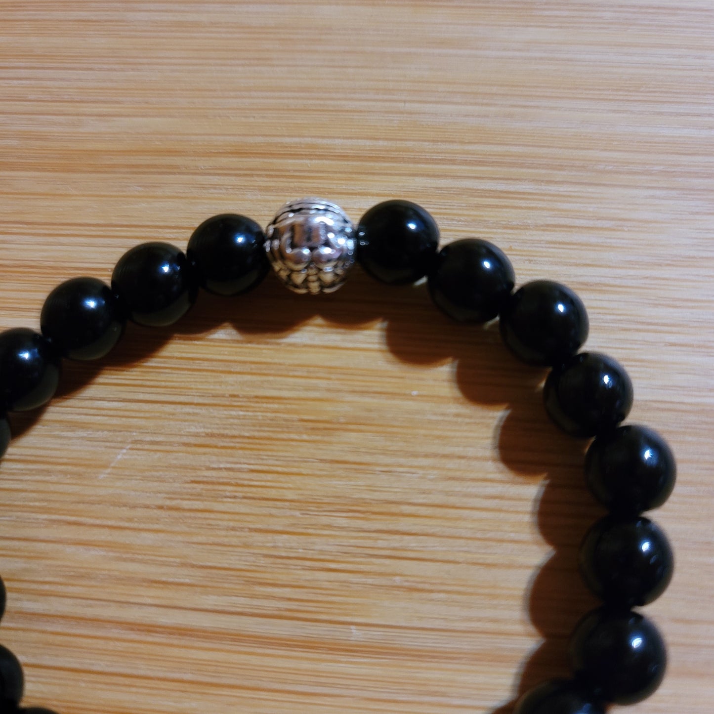 Black Obsidian with Tiger's Eye Accent Bead