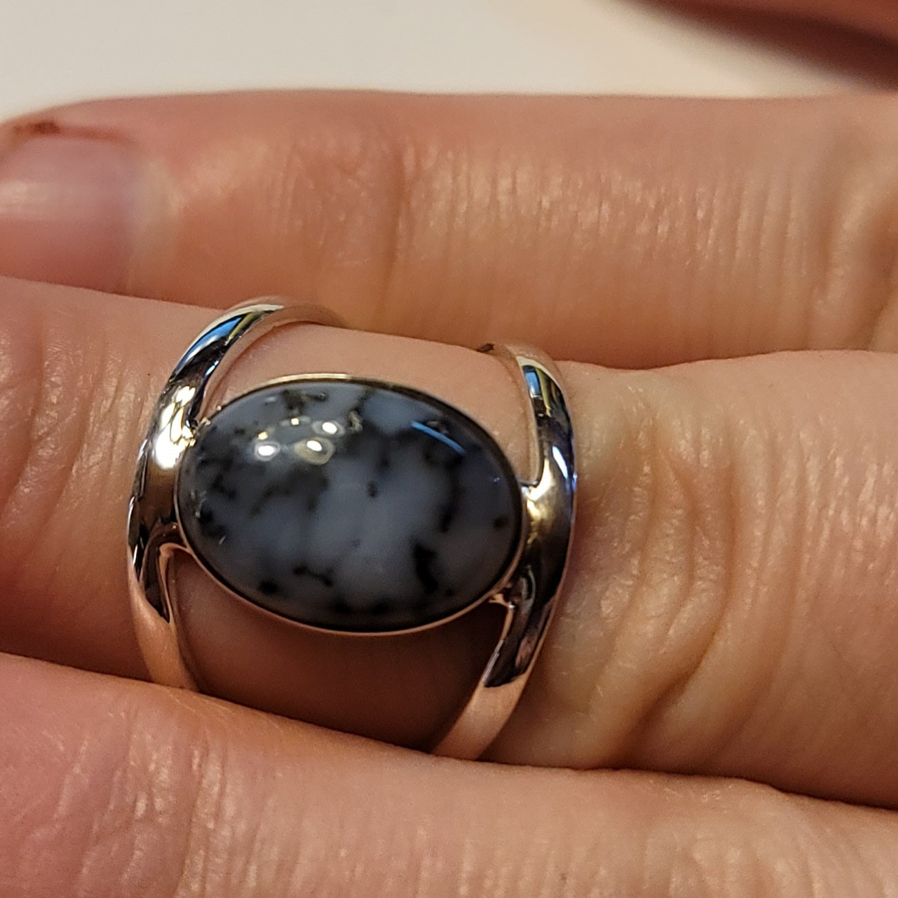 Dendritic Opal Ring size 8