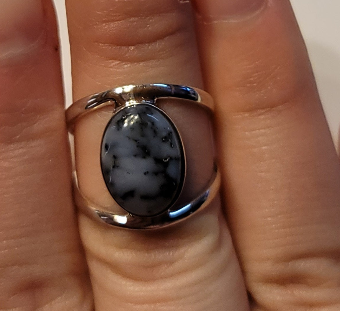 Dendritic Opal Ring size 8