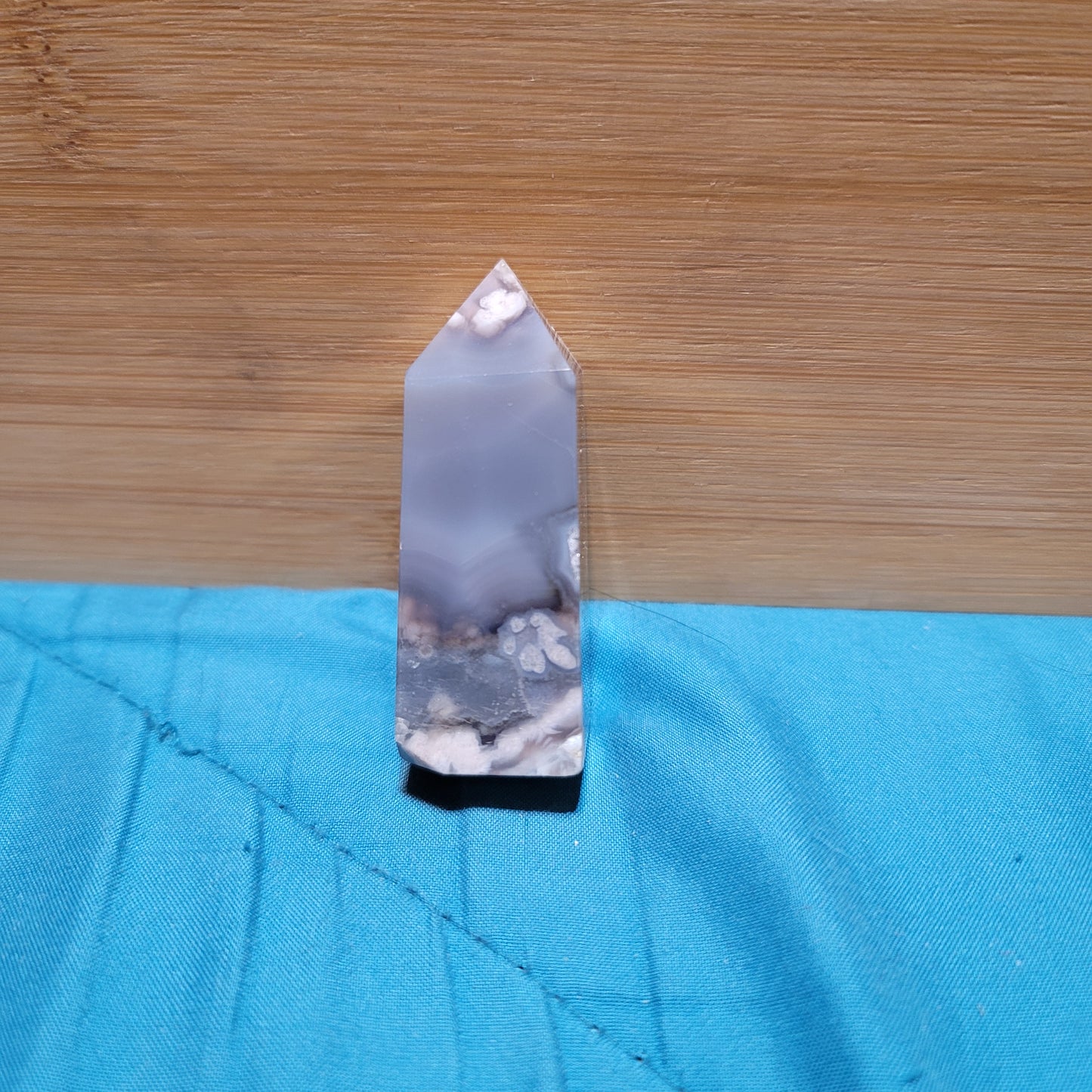 Black & Blue Flower Agate Tower with Druzy