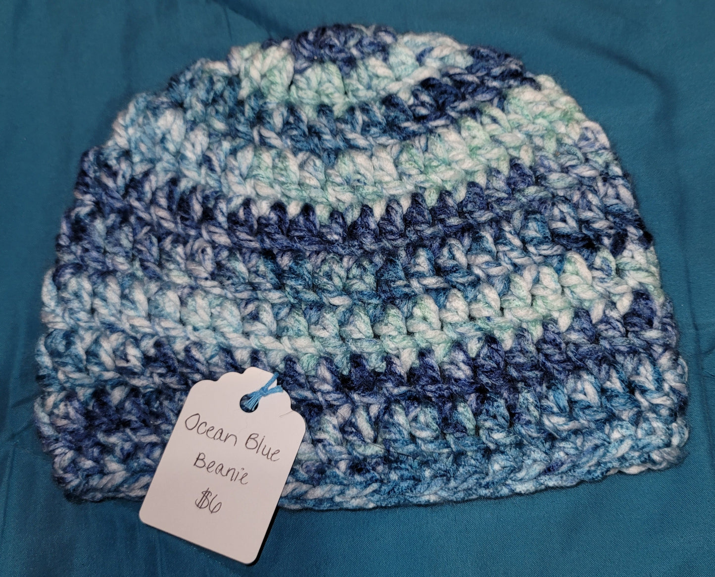 Ocean Blue Baby Beanie 6-12 Months