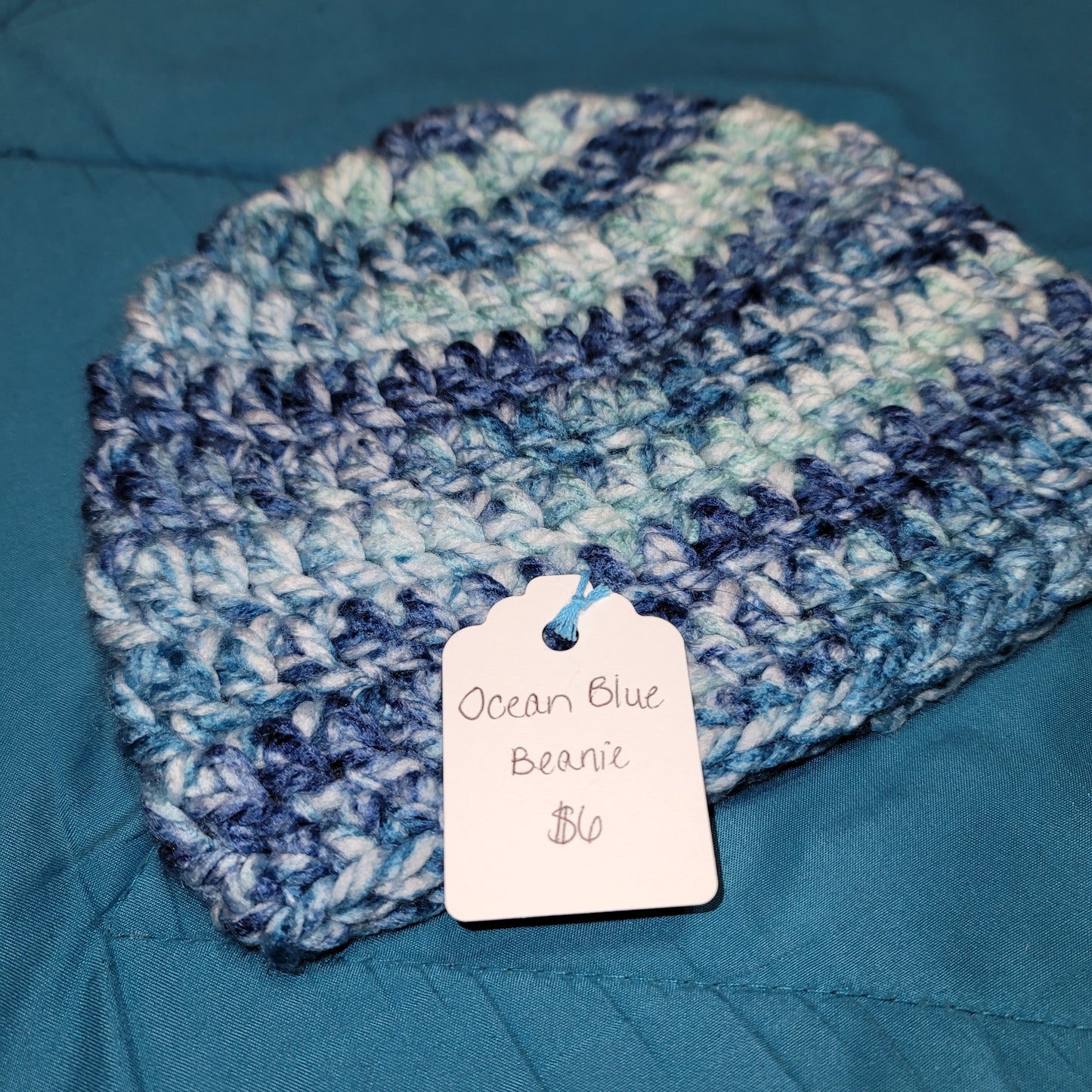 Ocean Blue Baby Beanie 6-12 Months
