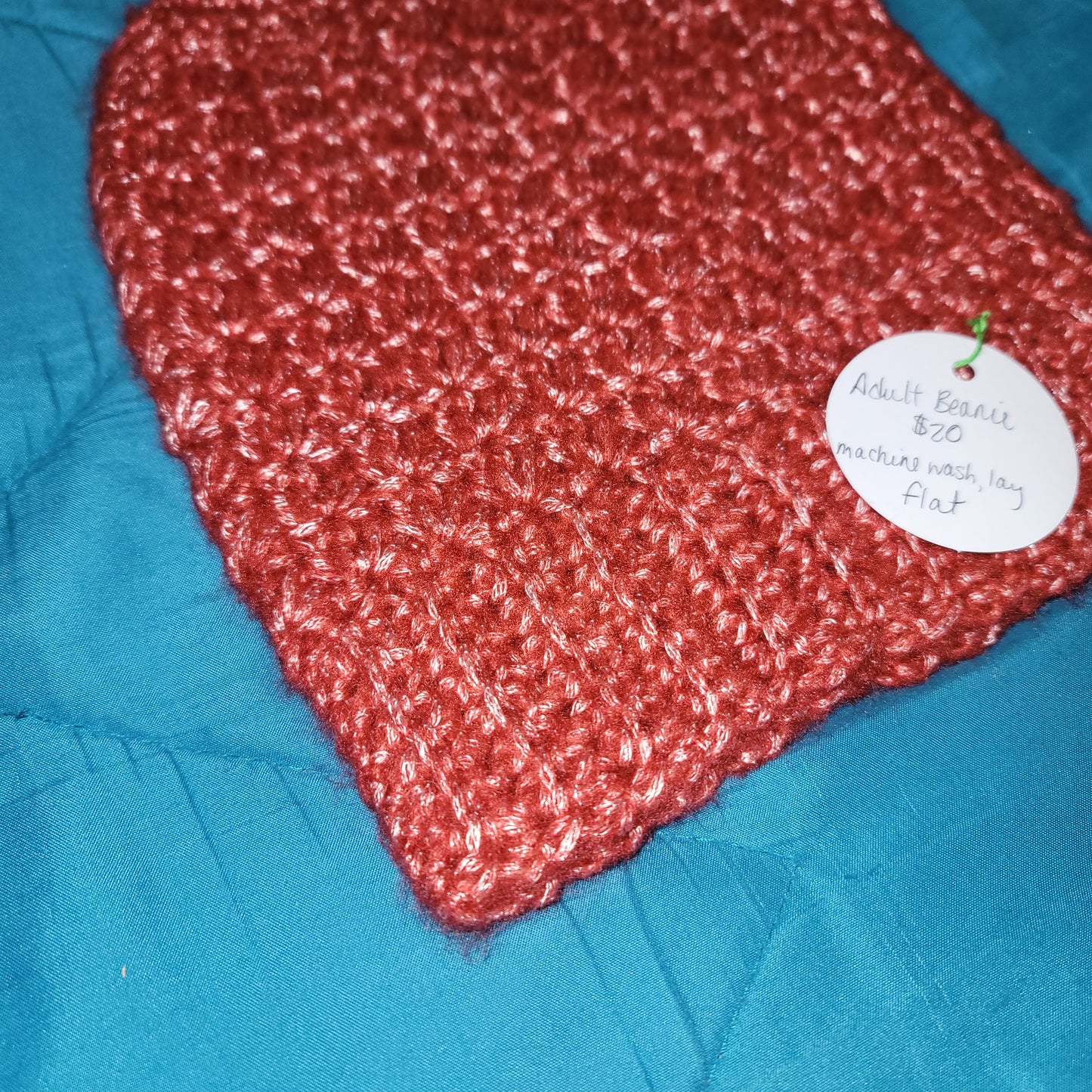 Adult Red & Silver Star Stitch Beanie
