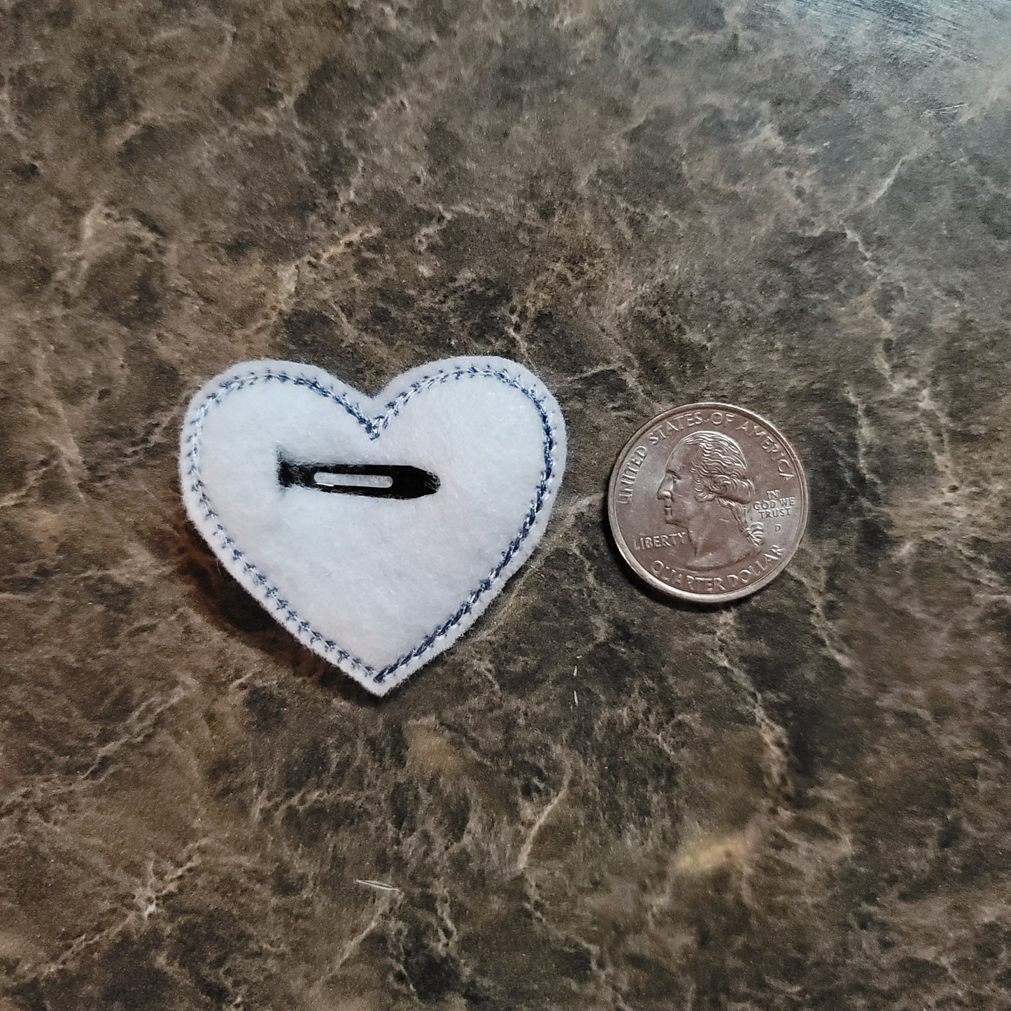 Blue Chevron Heart Feltie Snap Clip