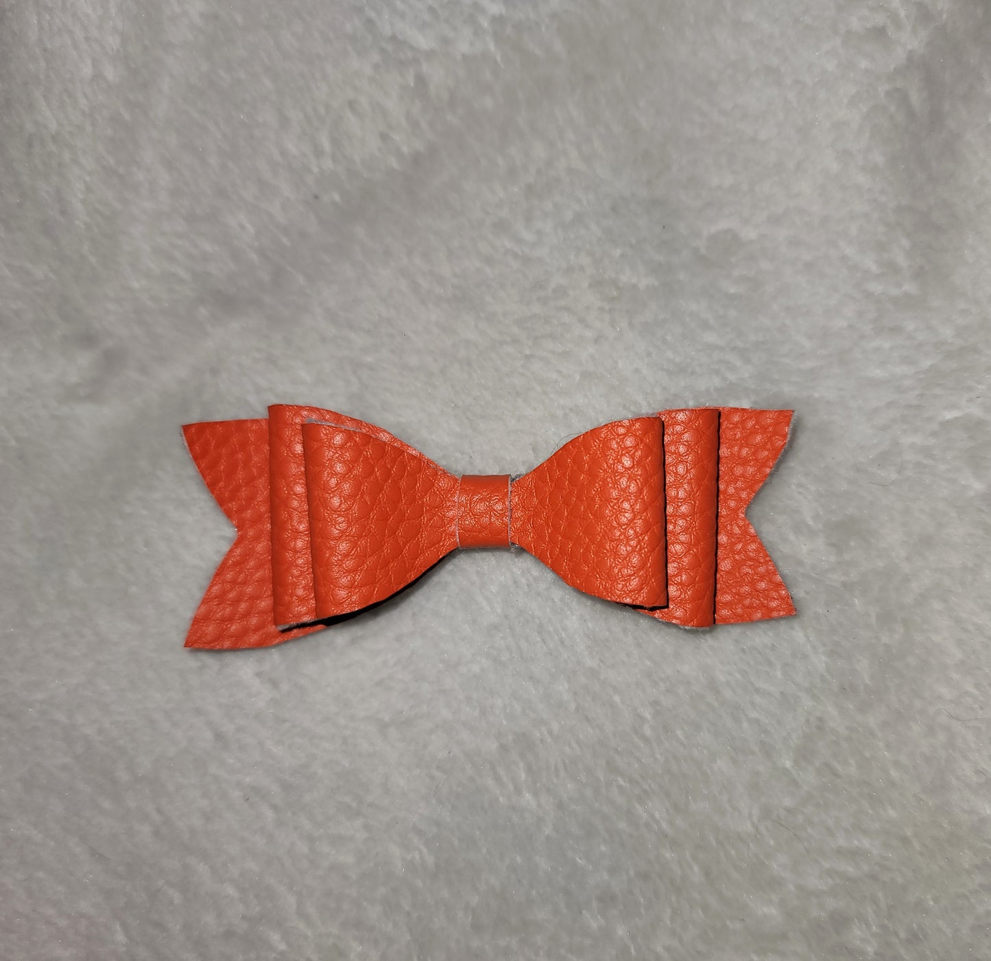 Orange Faux Leather Small Bow