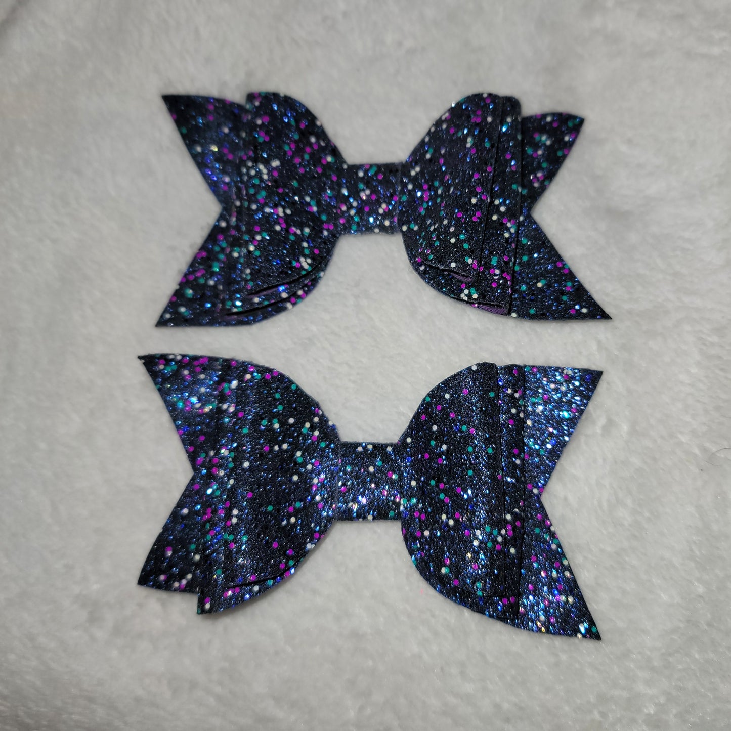 Purple, Teal, White & Black Bow