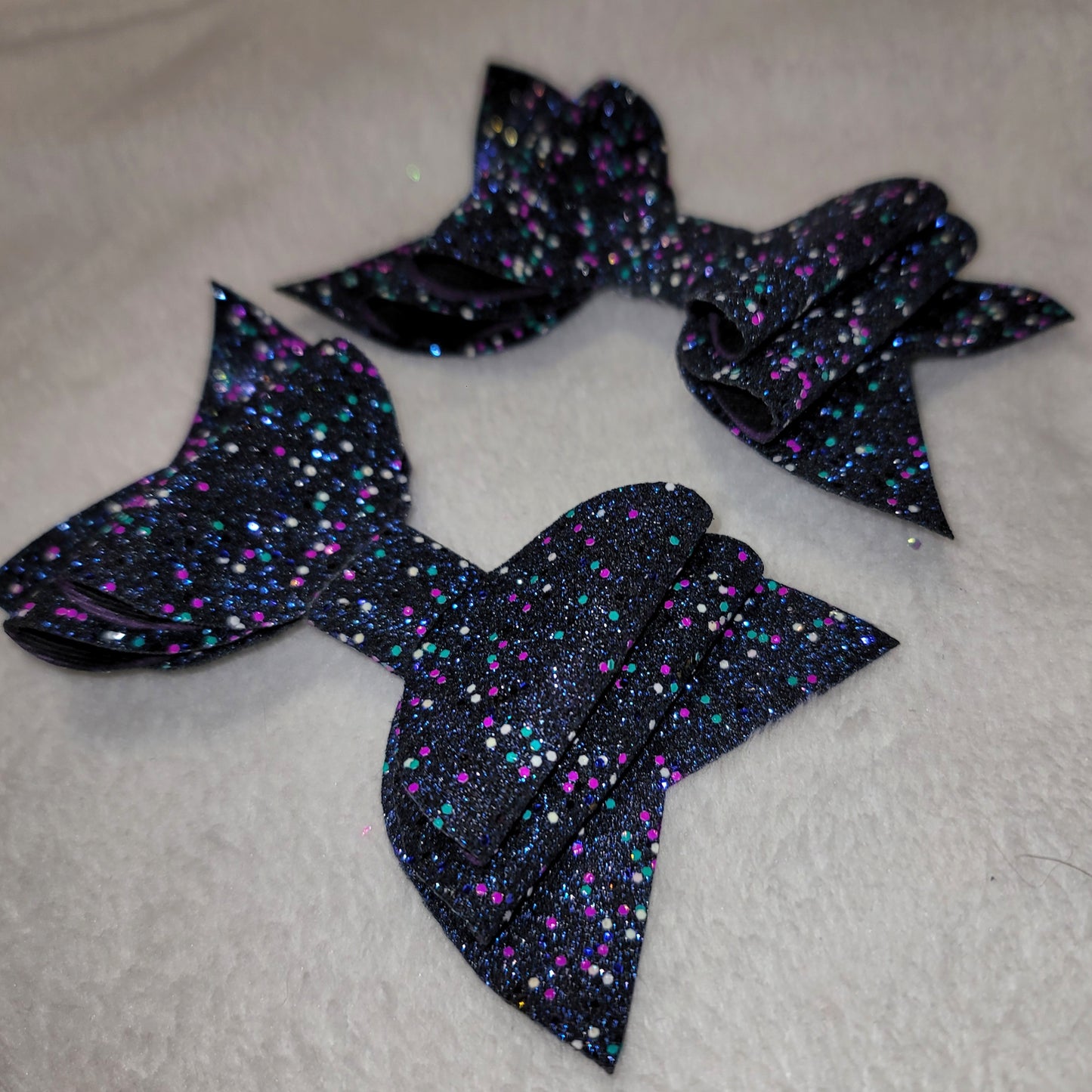 Purple, Teal, White & Black Bow