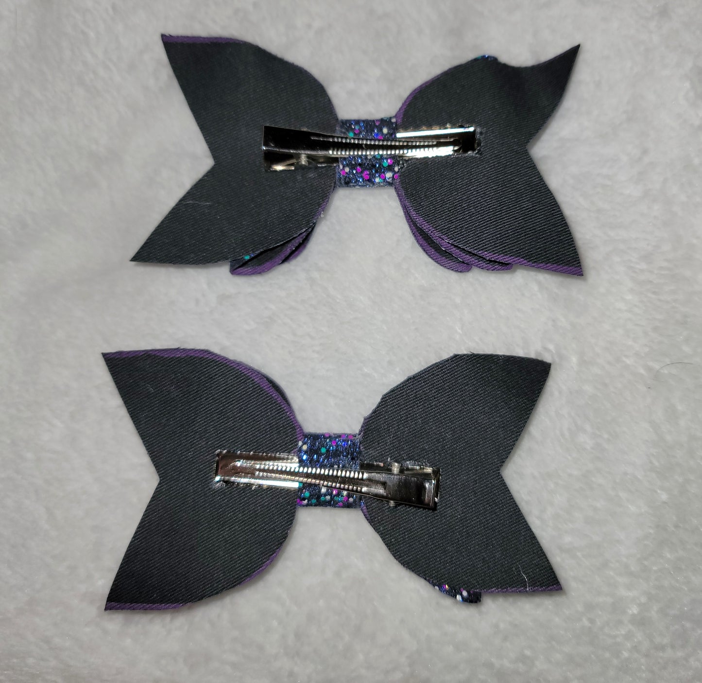 Purple, Teal, White & Black Bow