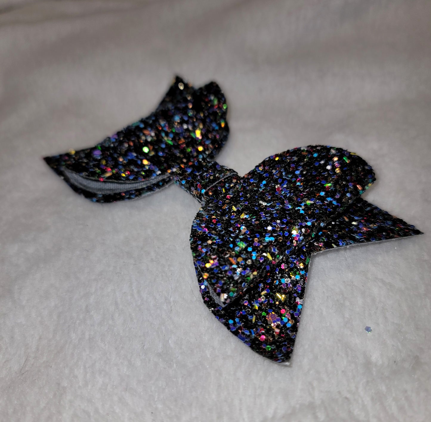 Black Multicolor Glitter Bow