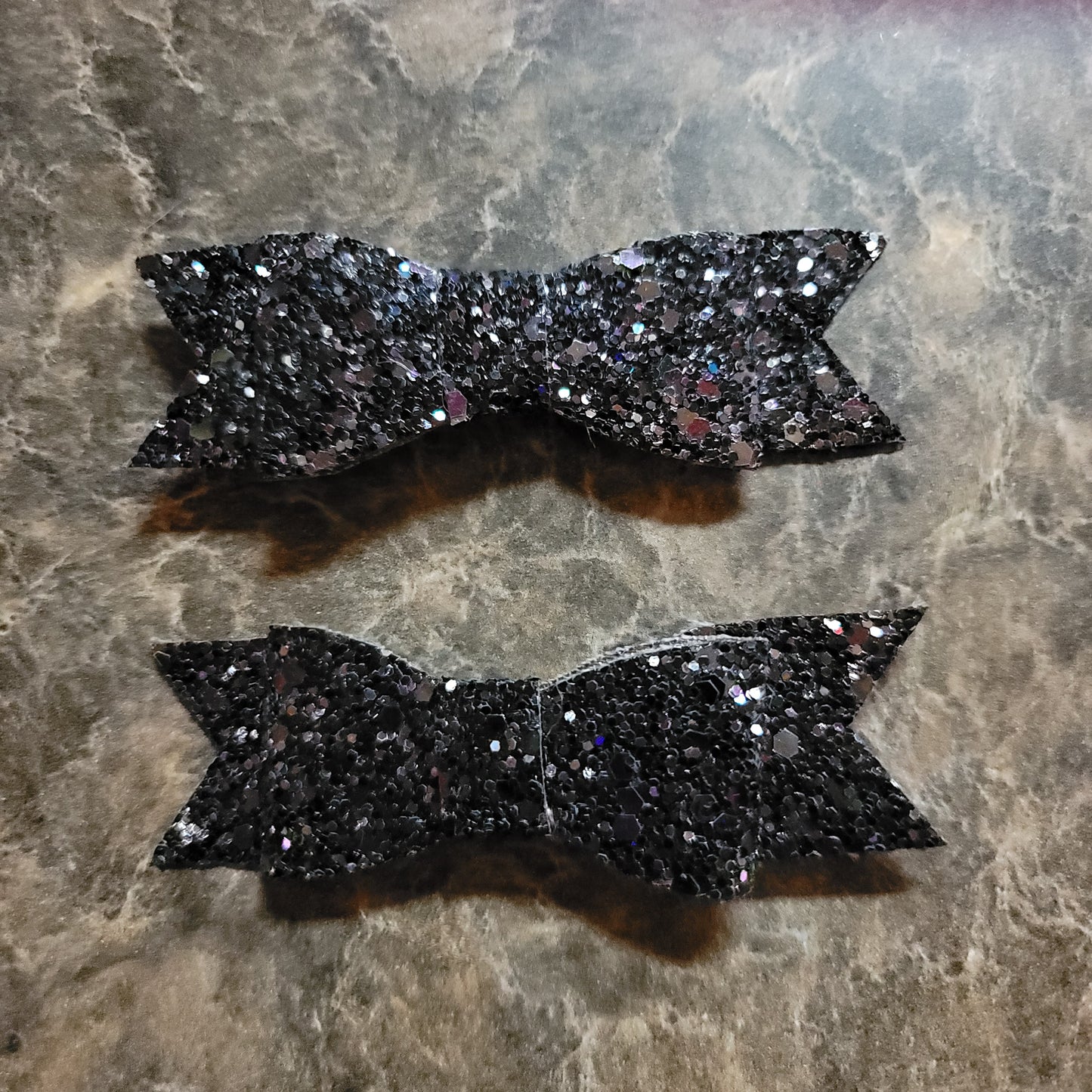 Black & Silver Glitter Bow Set
