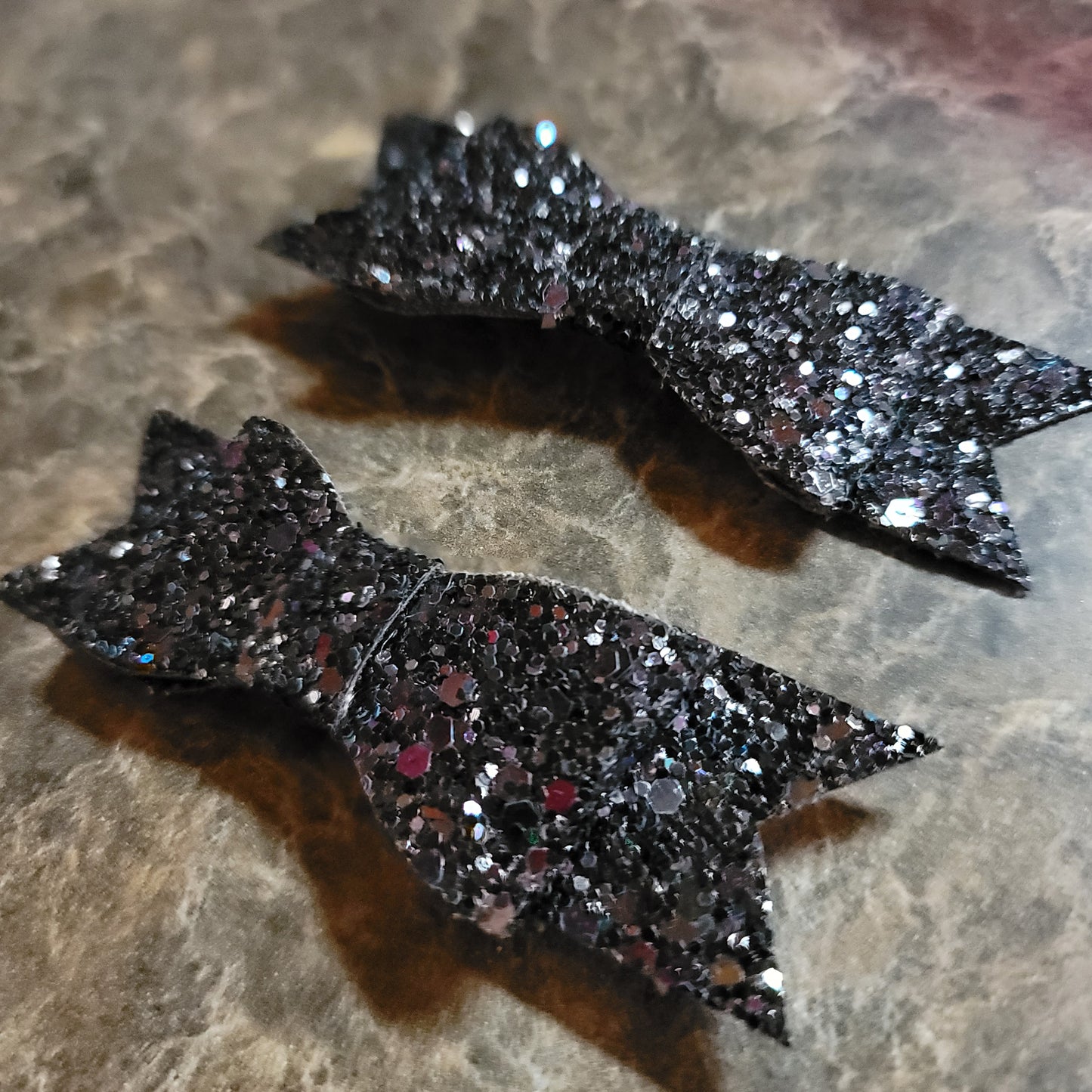 Black & Silver Glitter Bow Set