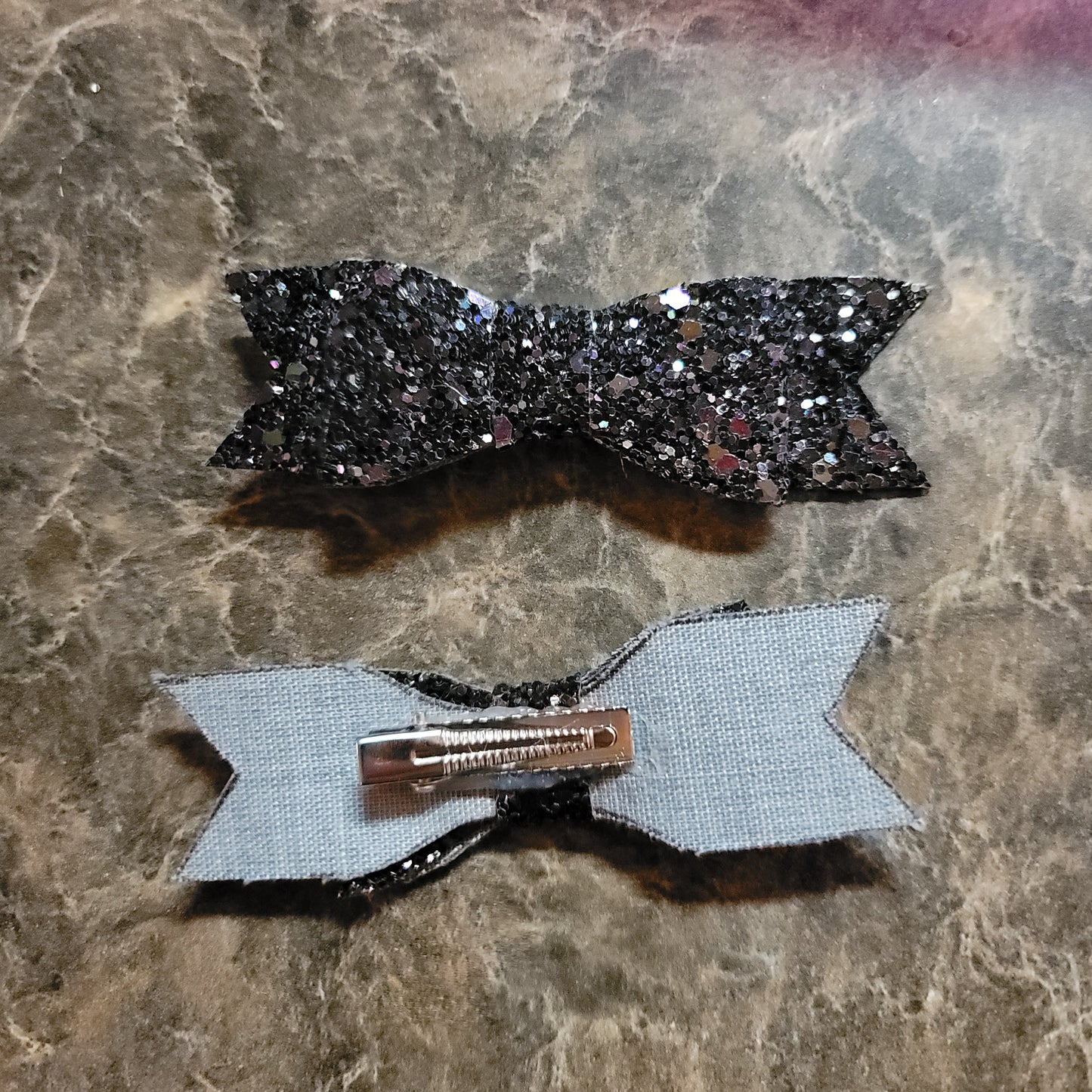 Black & Silver Glitter Bow Set