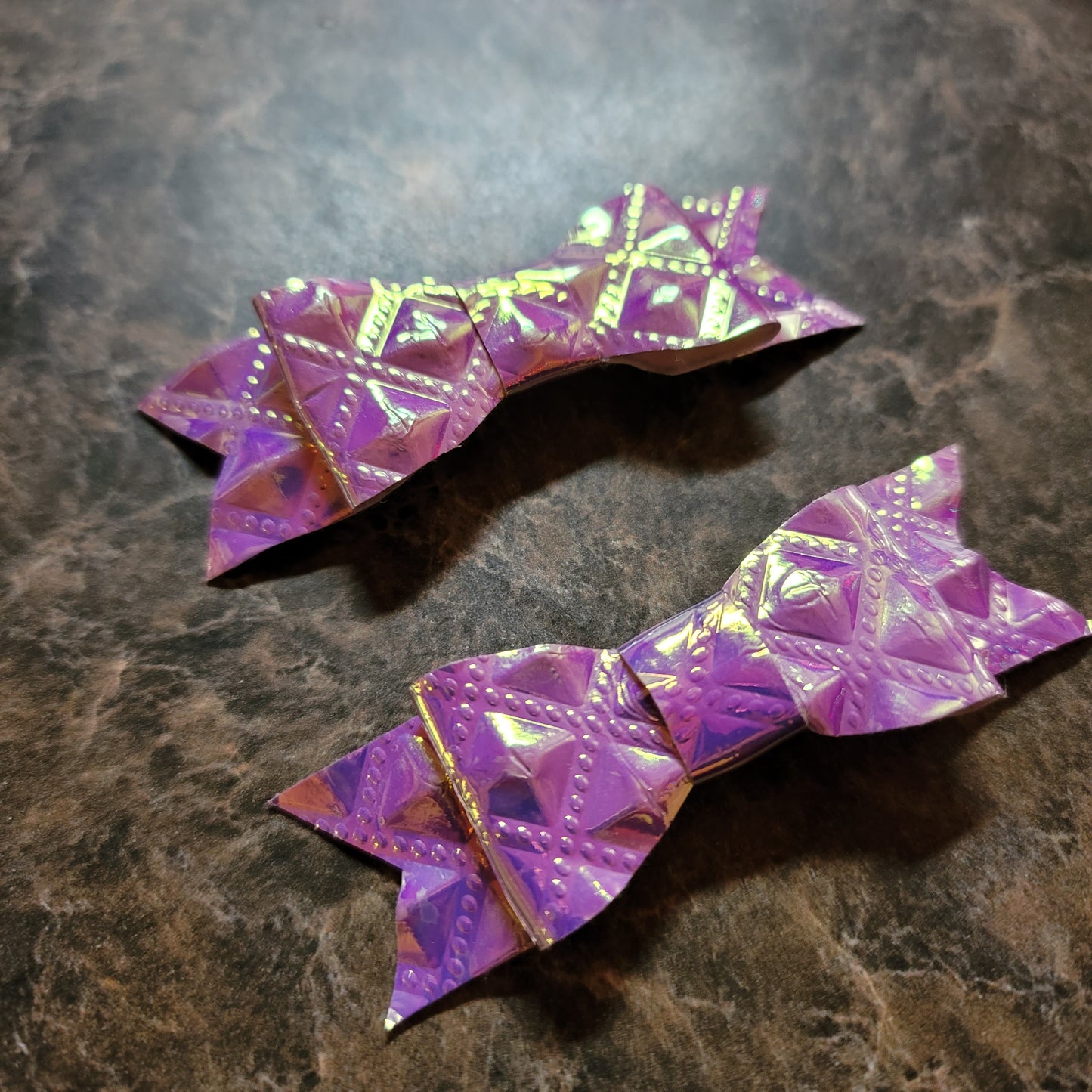 Purple Diamond Texture Holographic Bow Set