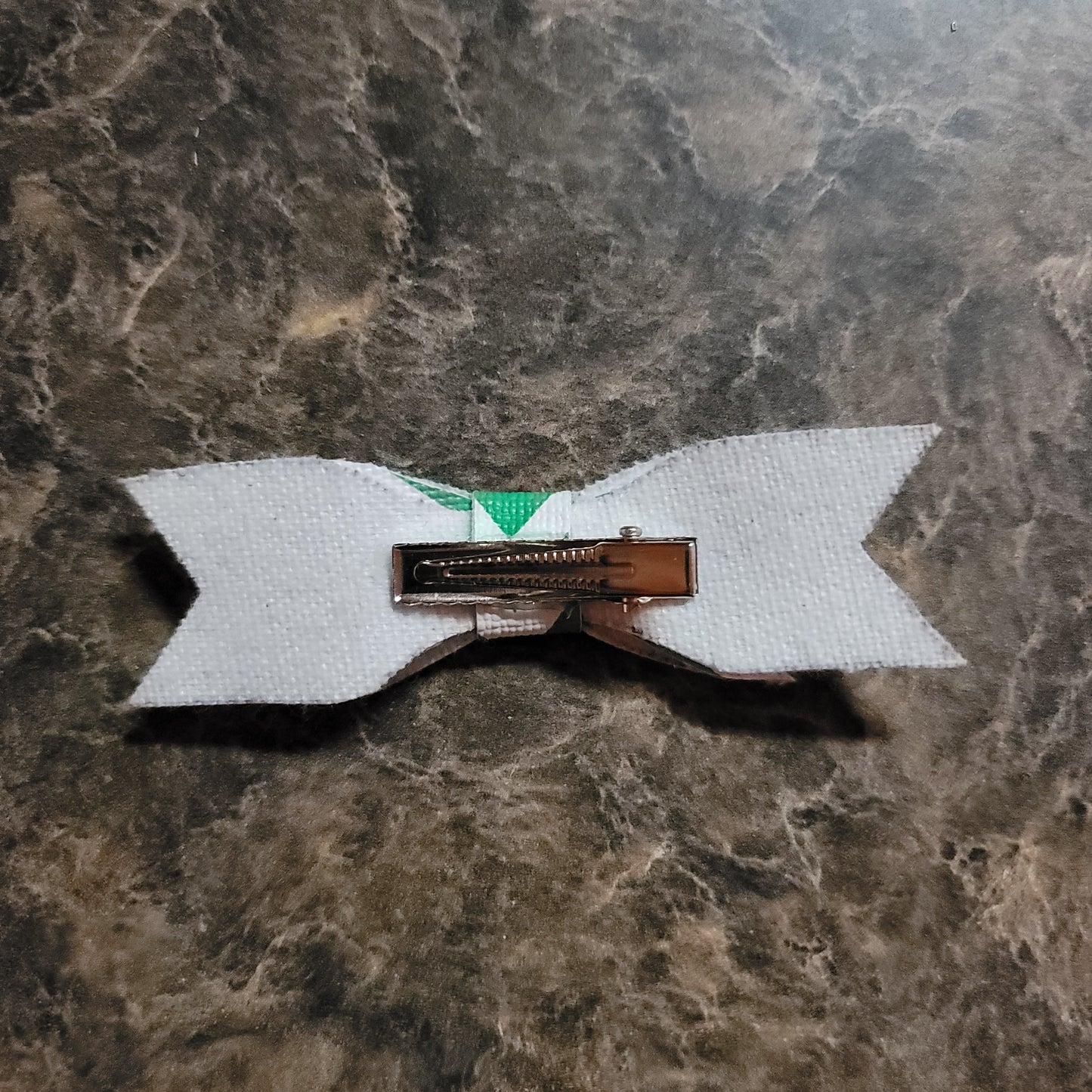 Green & White Chevron Small Bow