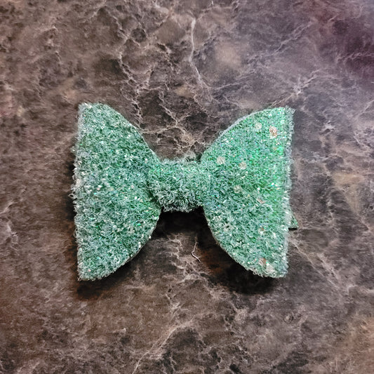Green Frosted Glitter Bow