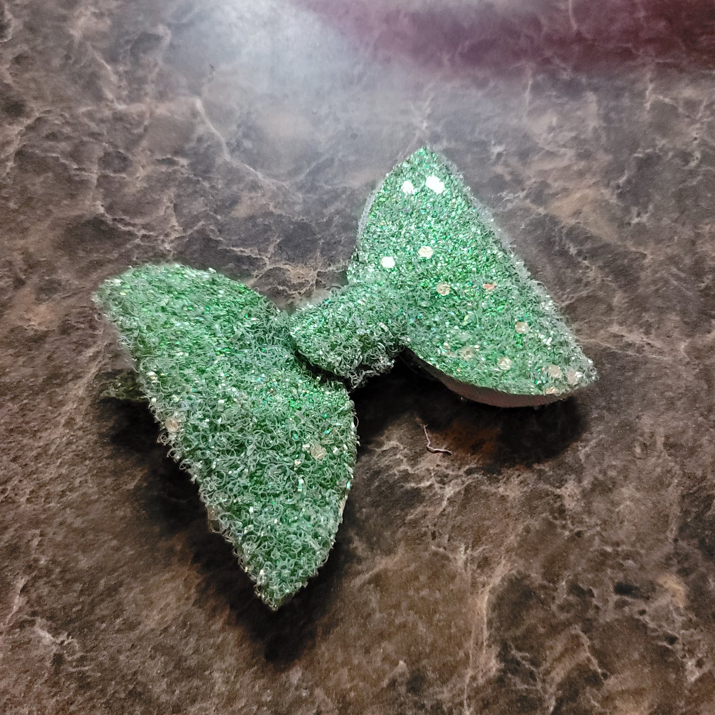 Green Frosted Glitter Bow