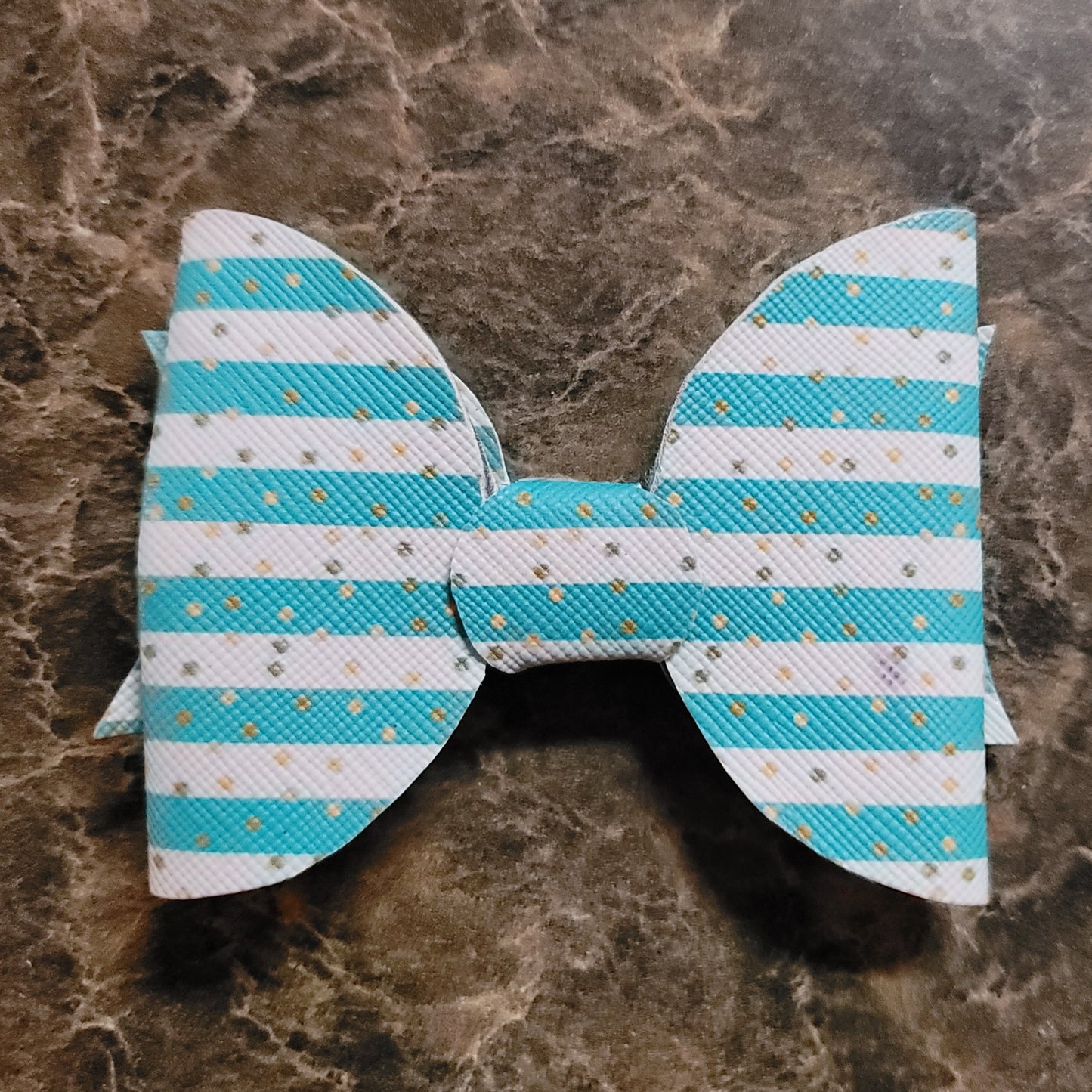 Teal & White Stripe Bow