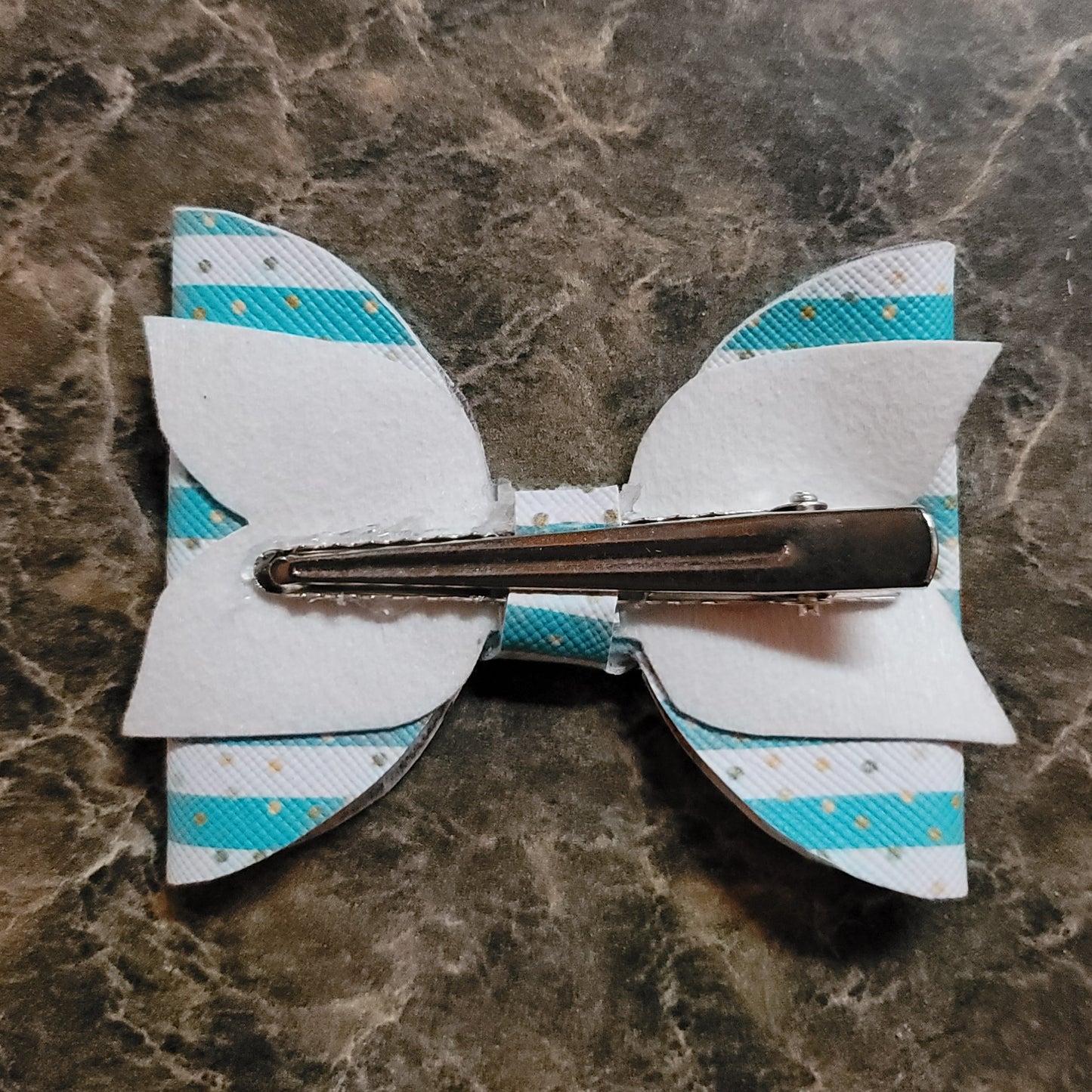 Teal & White Stripe Bow