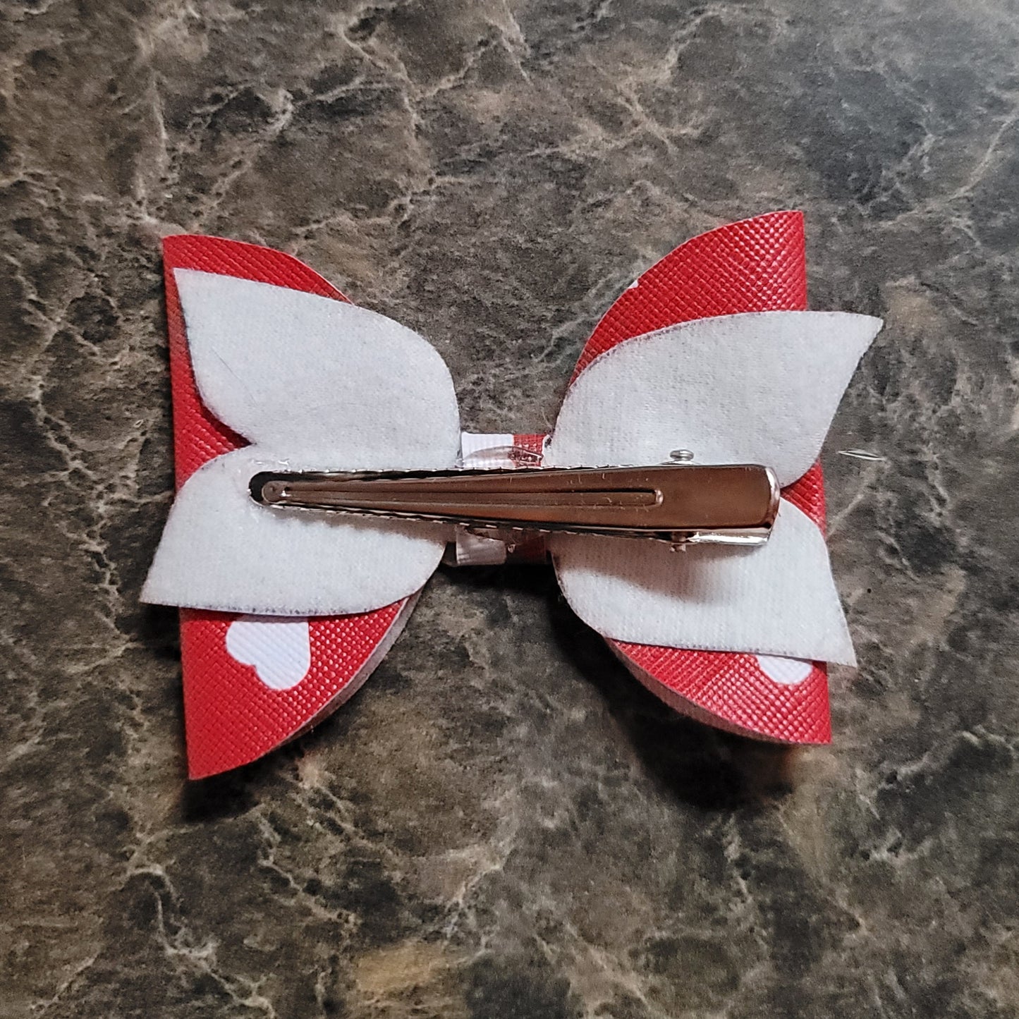 Red & White Hearts Bow