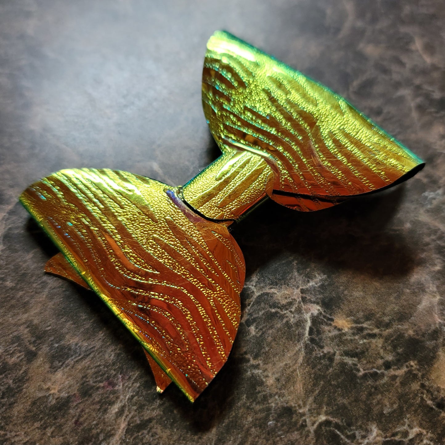 Holographic Zebra Print Bow