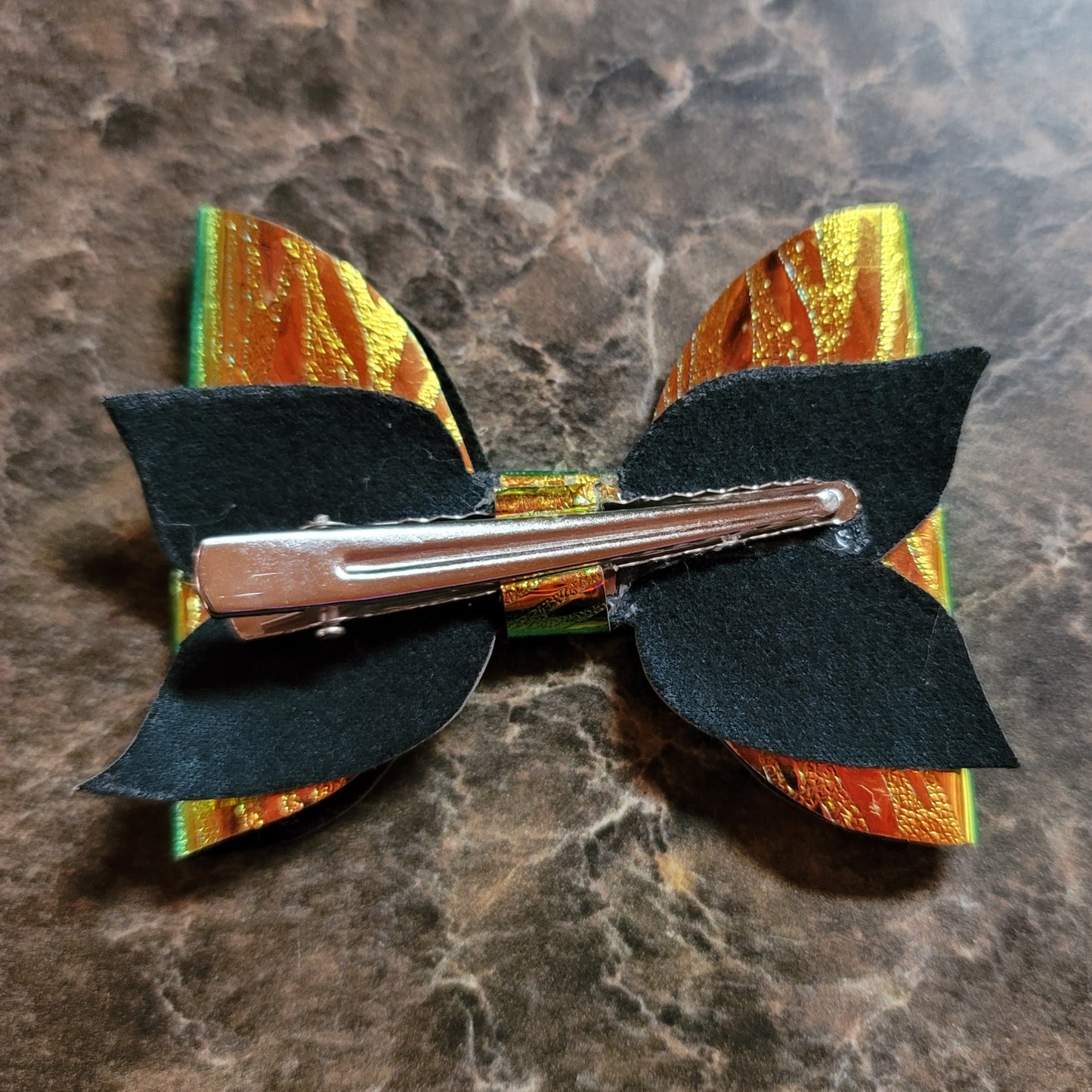 Holographic Zebra Print Bow