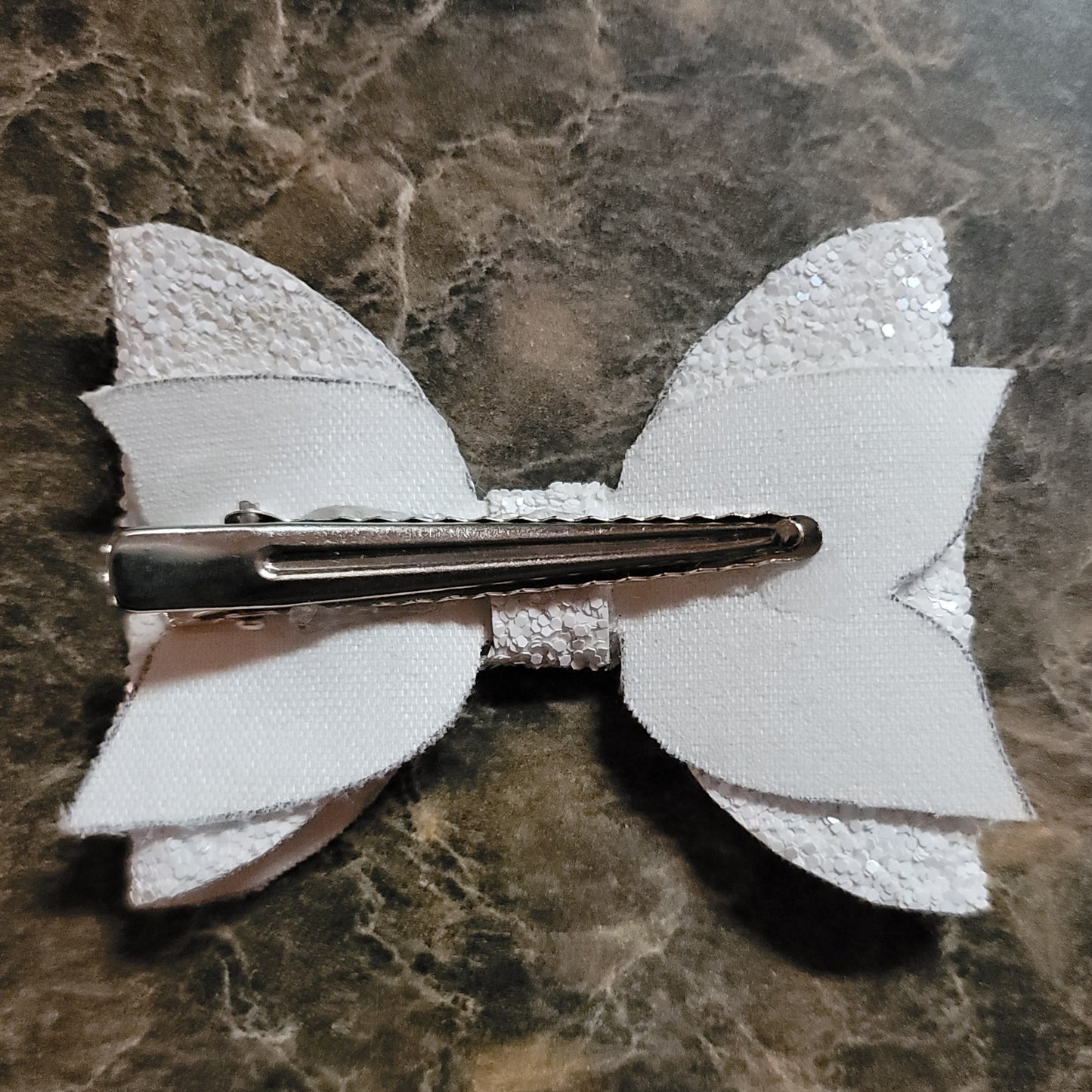 White Irridescent Glitter Bow