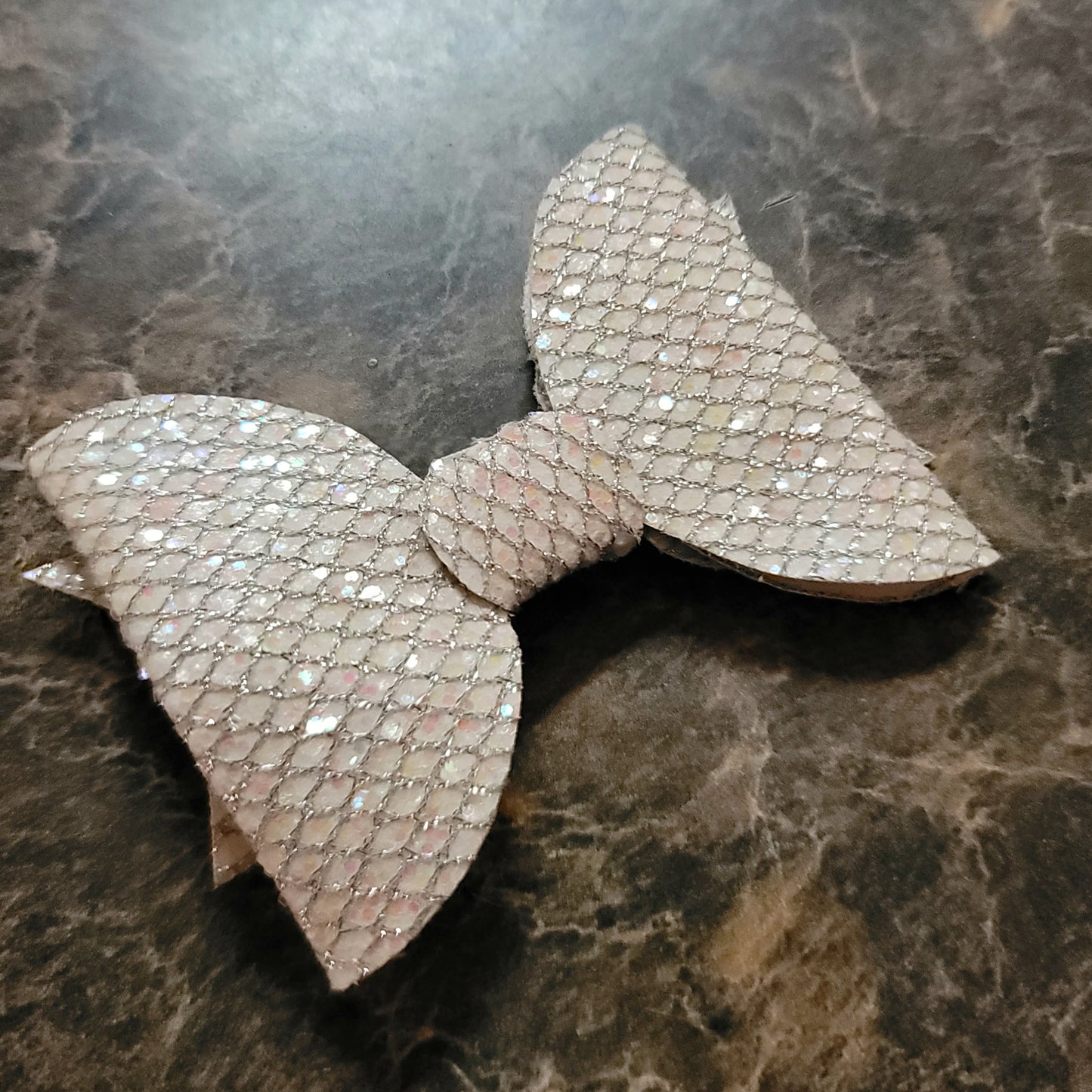 White & Silver Irridescent Glitter Bow
