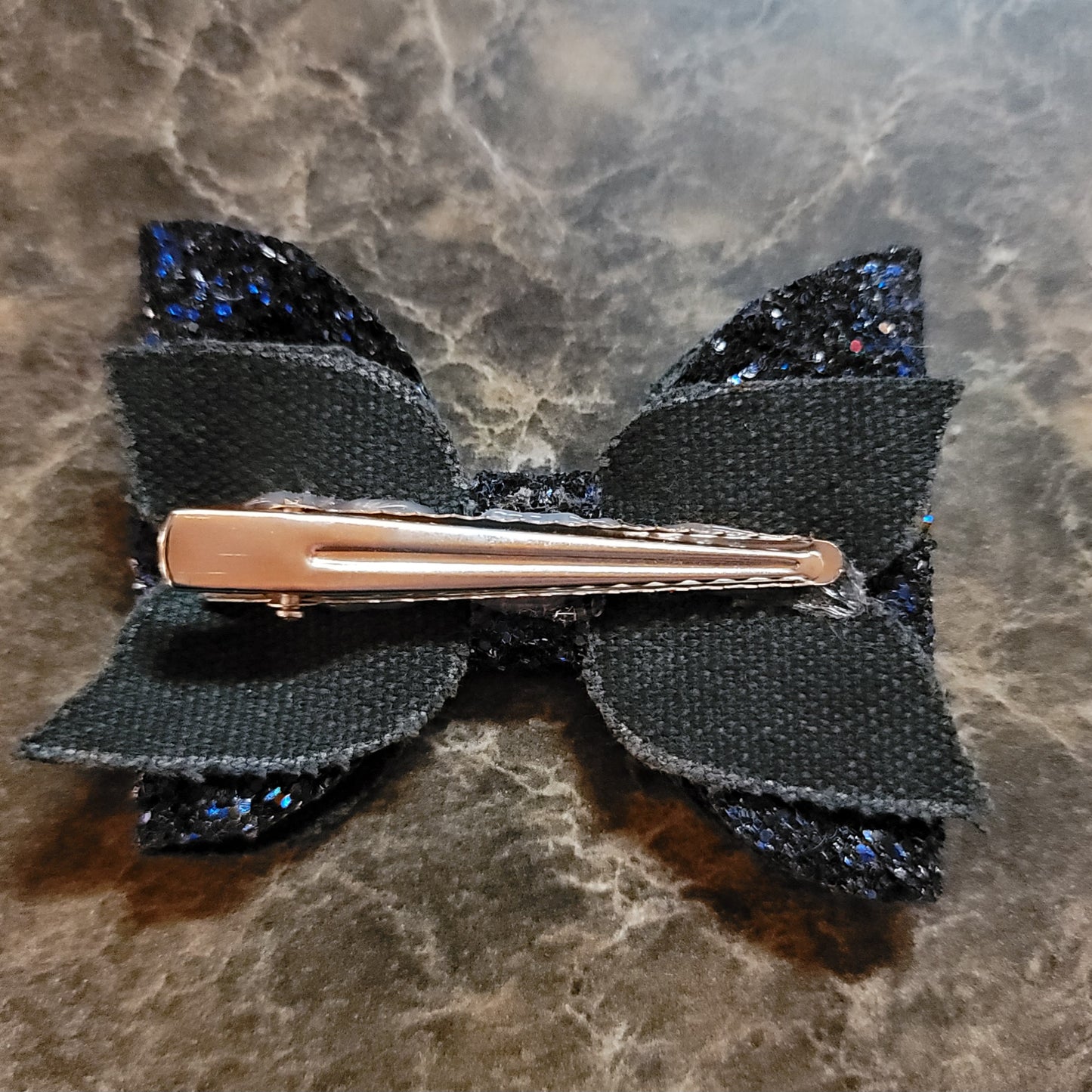 Black & Blue Glitter Bow