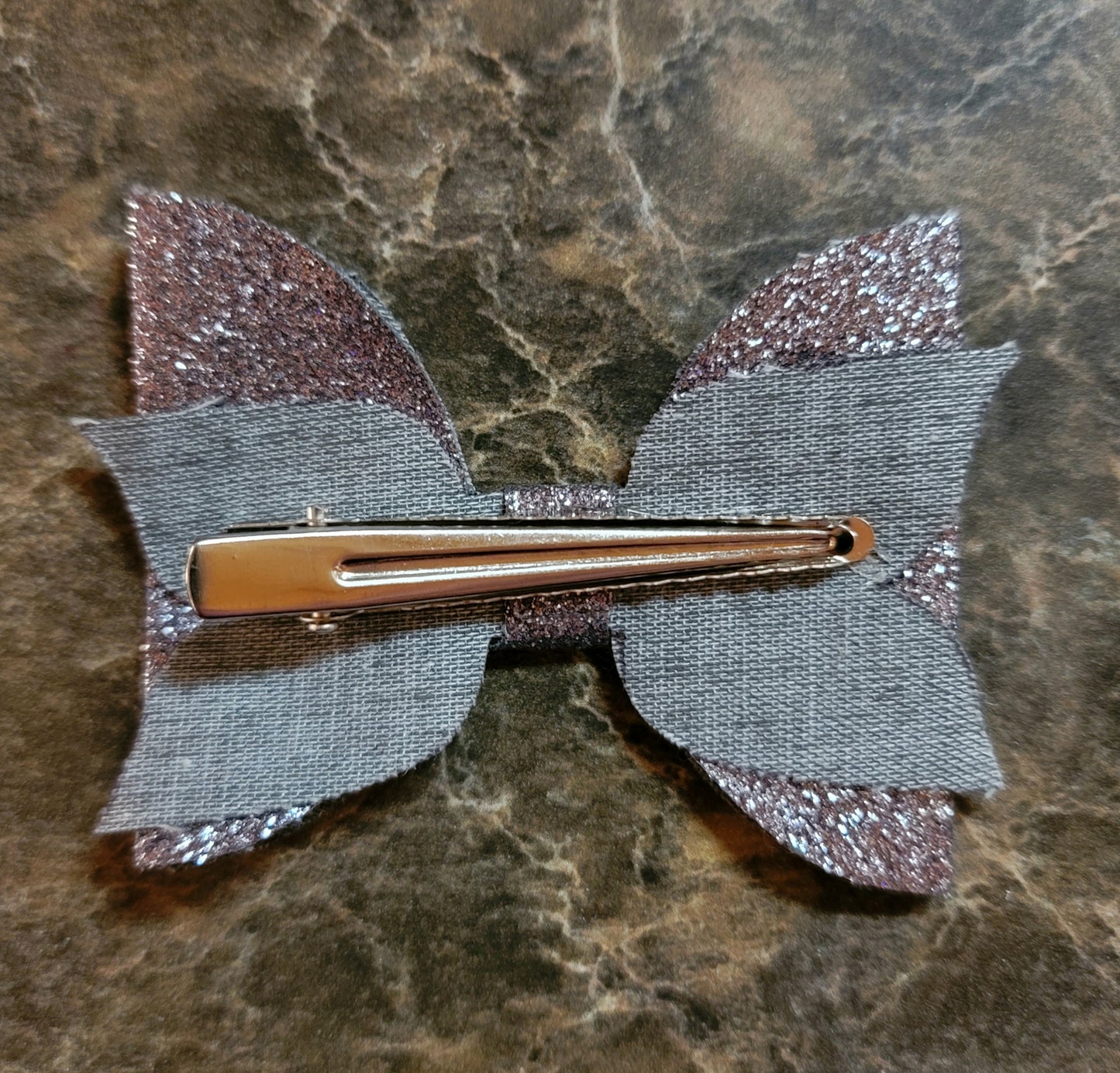 Dark Gray Glitter Bow