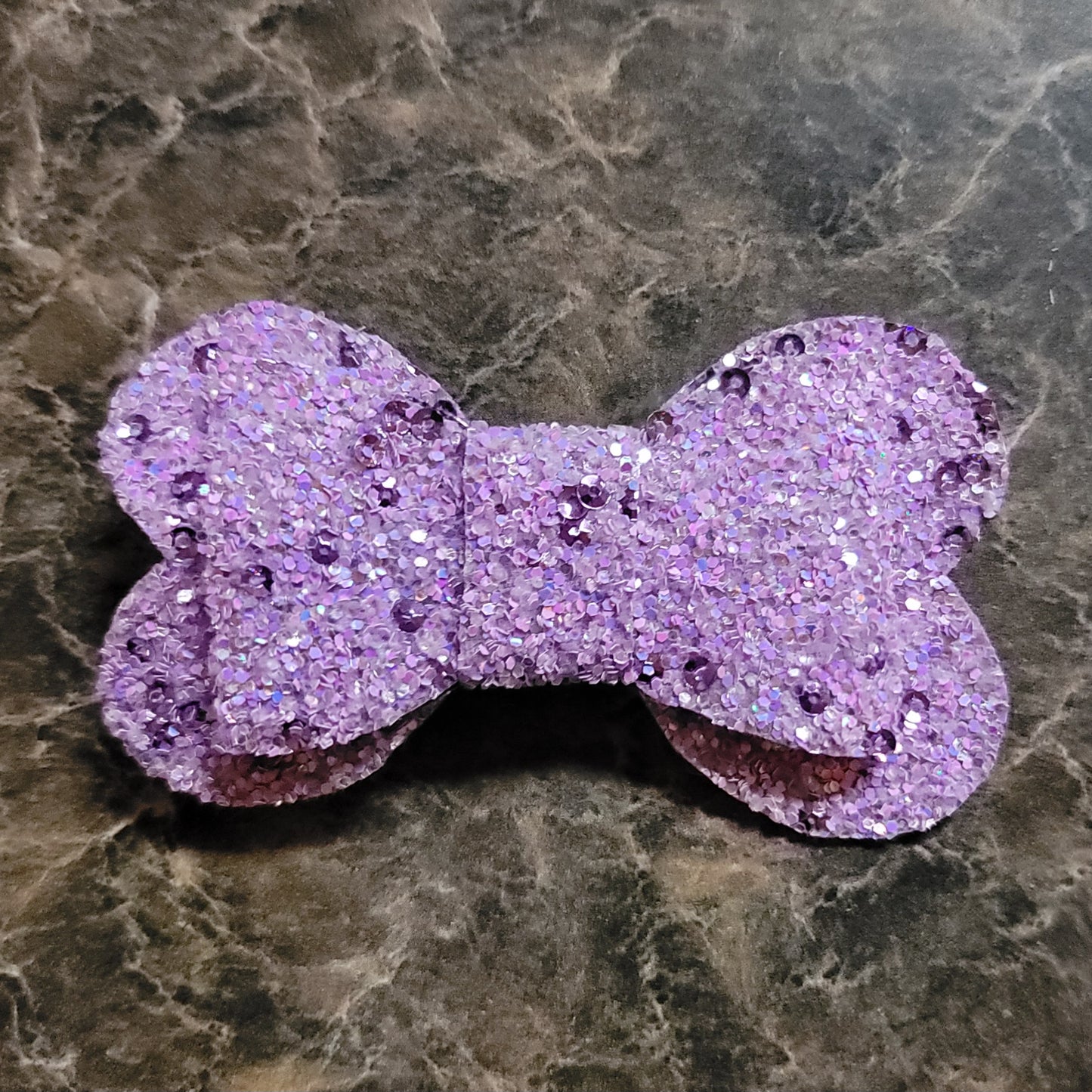 Light Purple Glitter Heart Bow