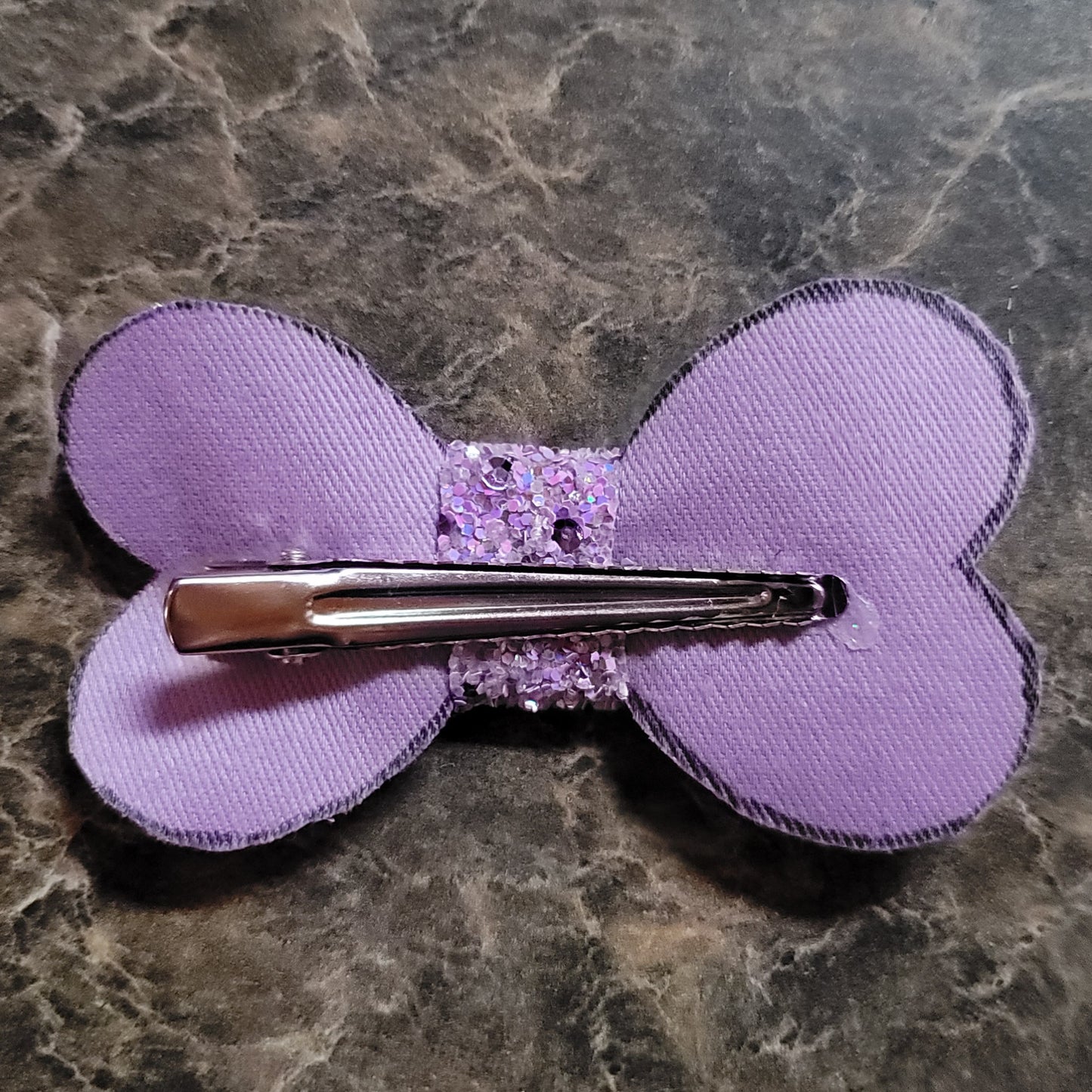 Light Purple Glitter Heart Bow