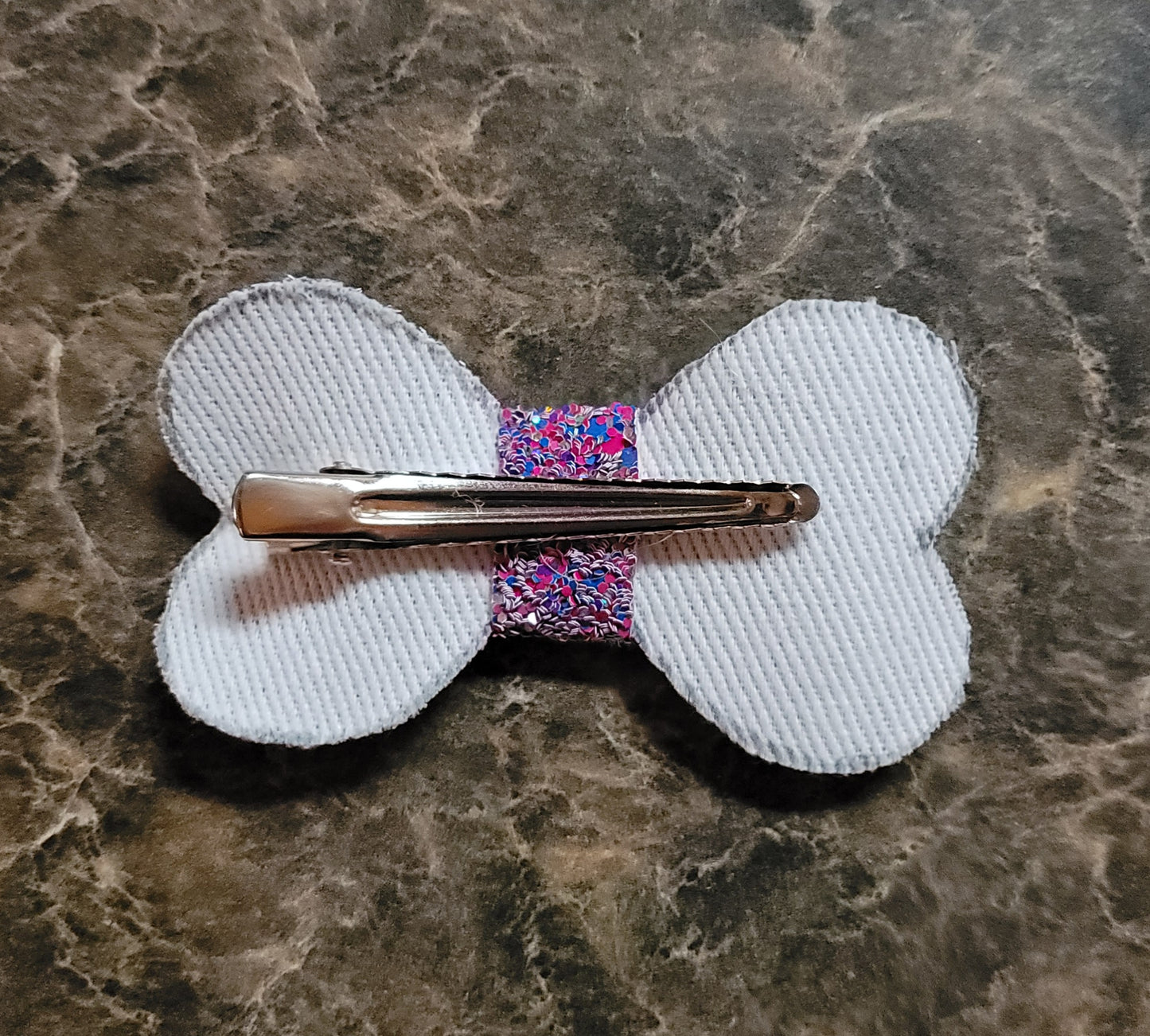 Pink & Blue Glitter Heart Bow