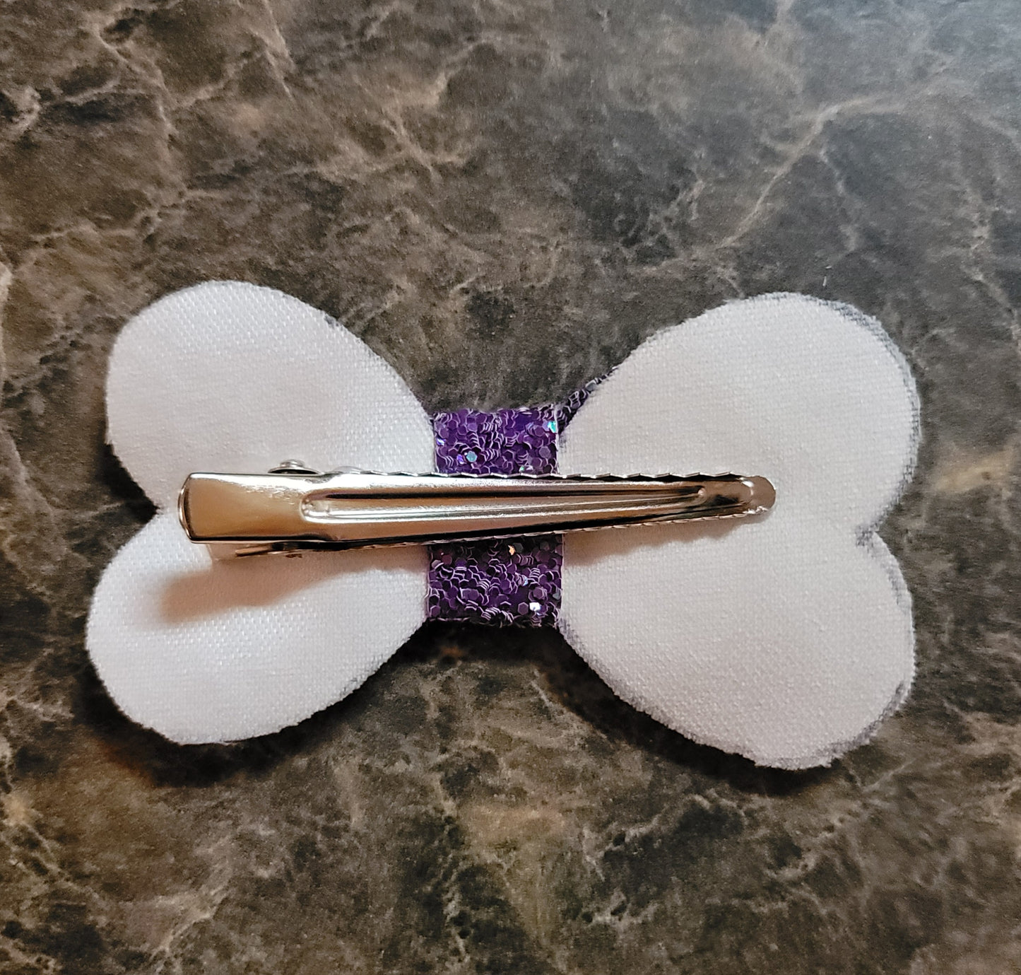 Dark Purple Glitter Heart Bow