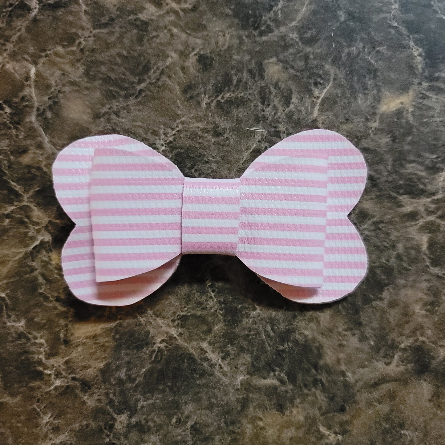 Pink & White Stripe Heart Bow