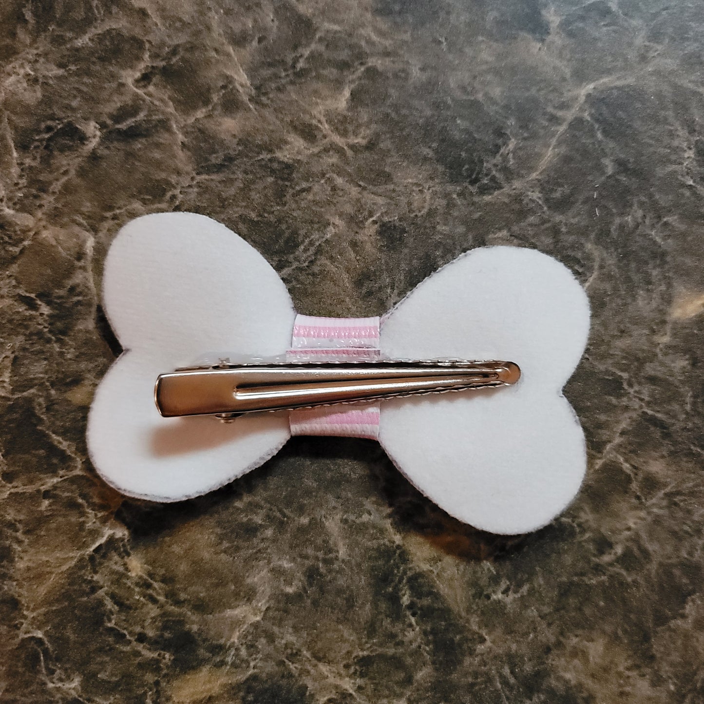 Pink & White Stripe Heart Bow