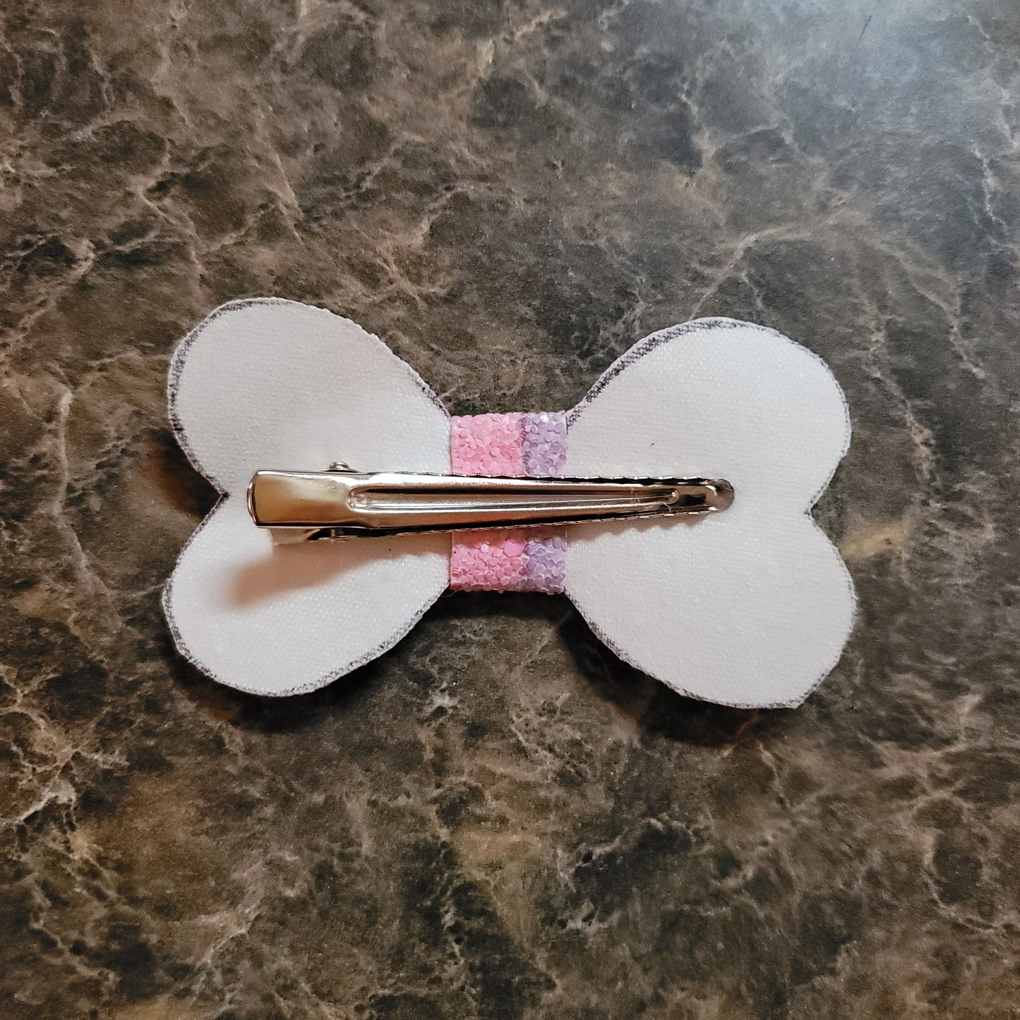 Pink, Purple & White Glitter Stripe Bow