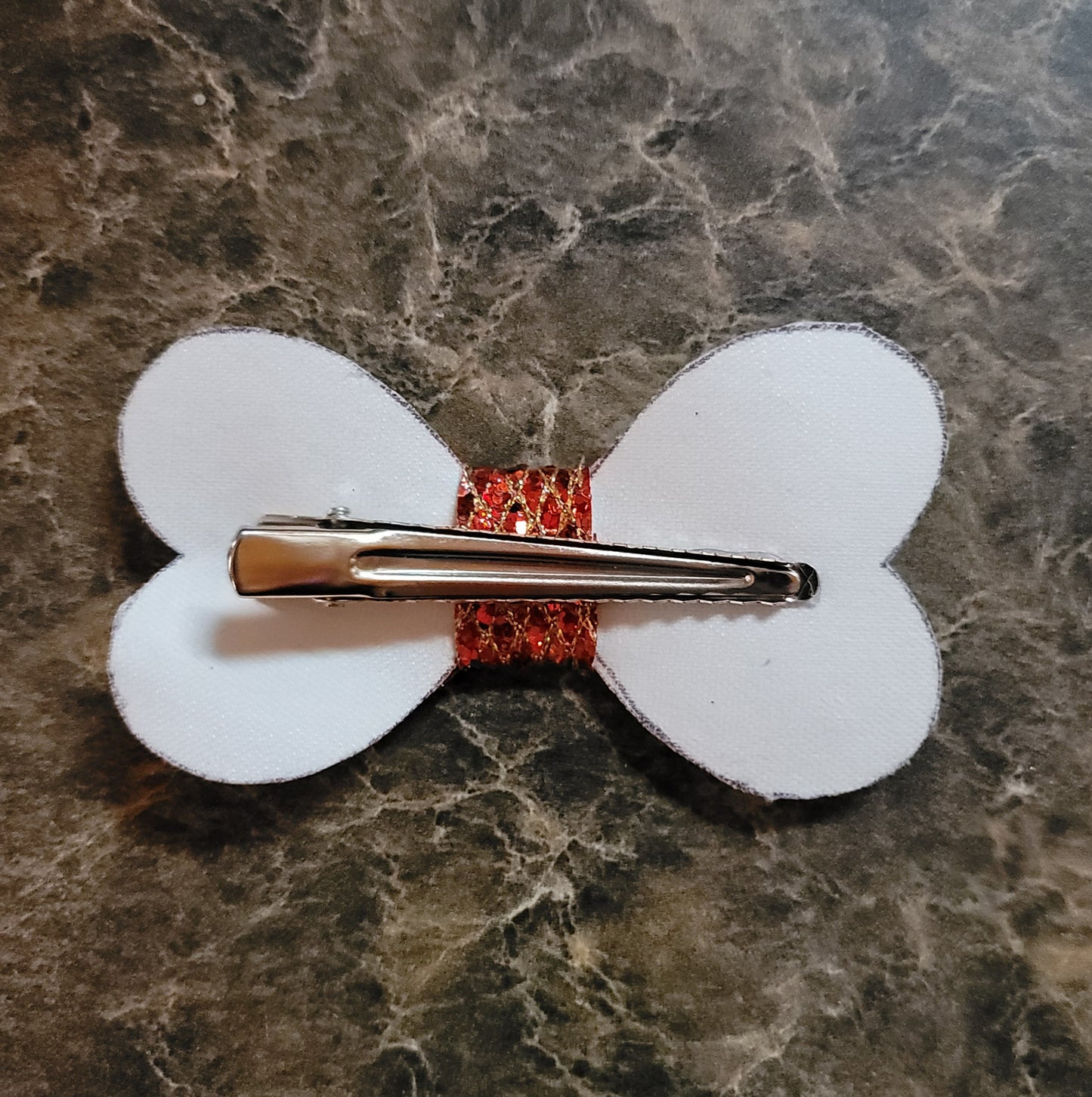 Red & Gold Glitter Heart Bow