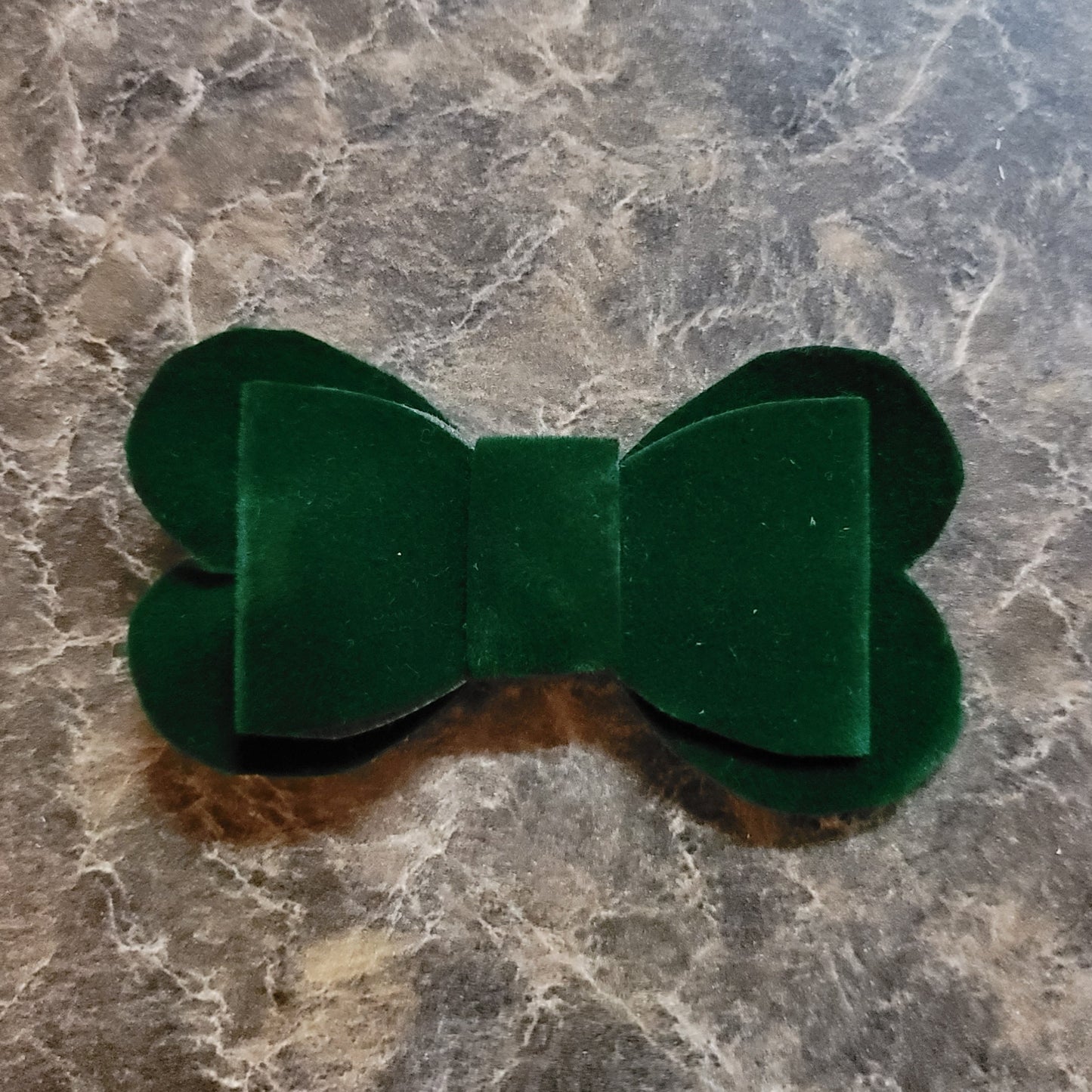 Green Velour Heart Bow