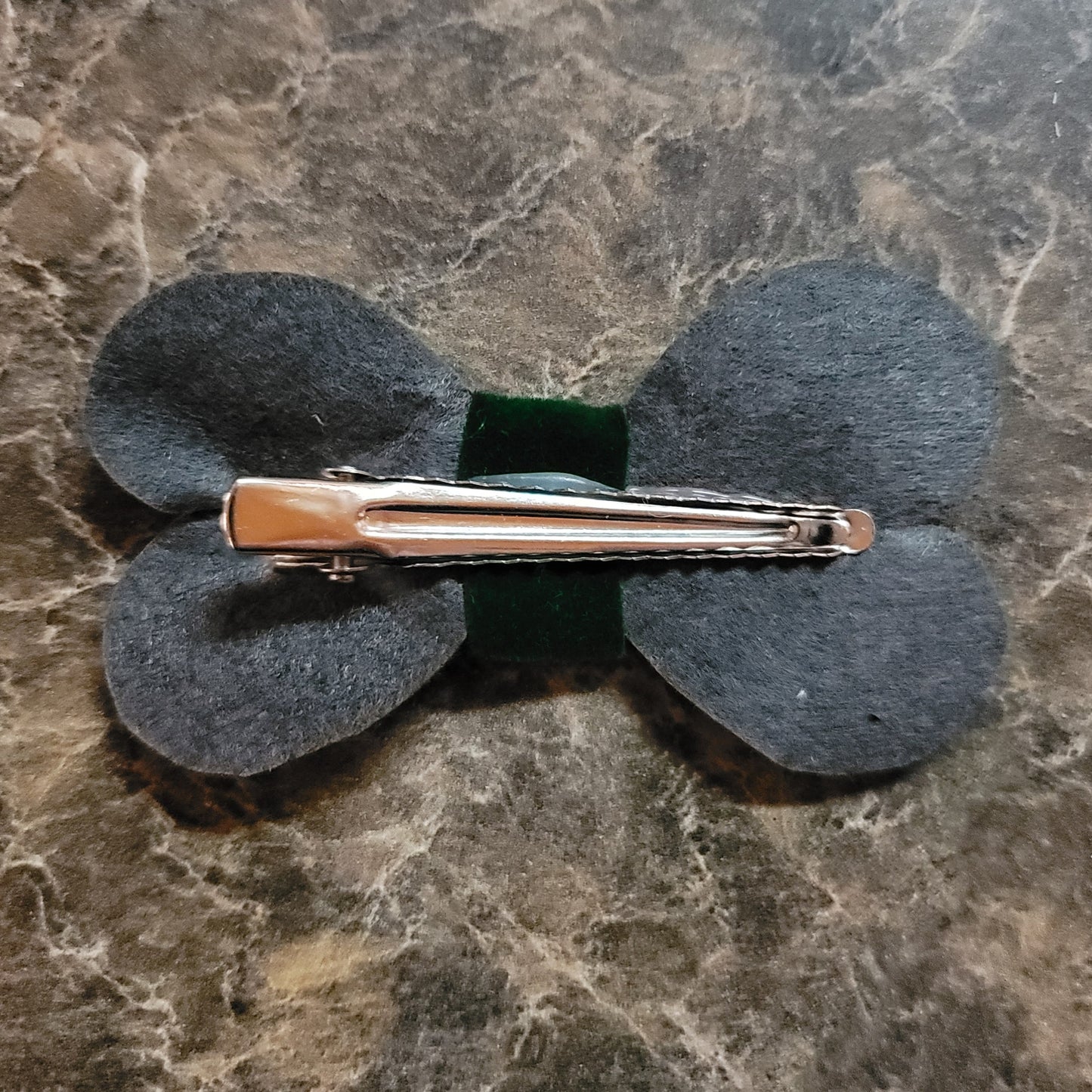 Green Velour Heart Bow