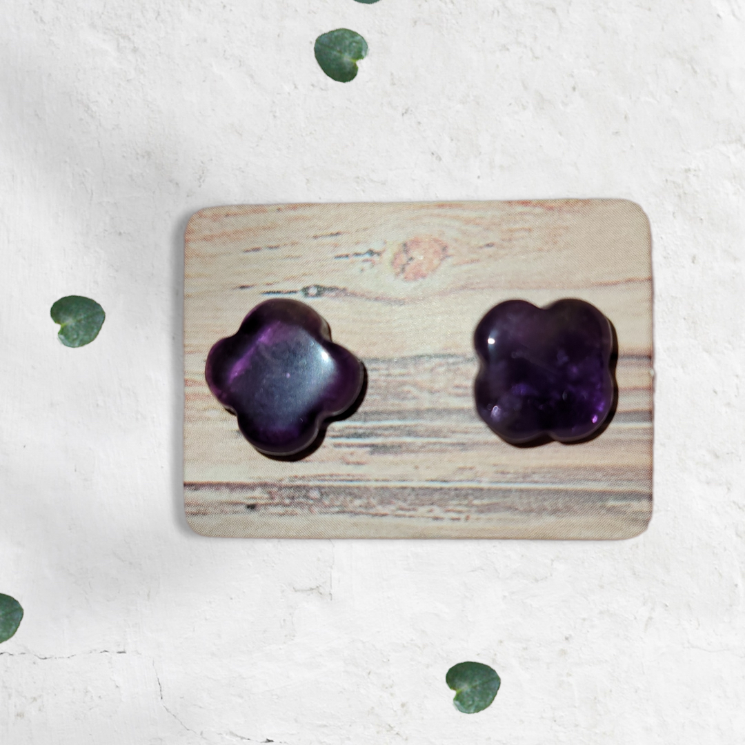 Flower Shaped Amethyst Earrings