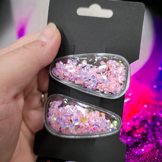 Iridescent Pink Triangles & Multicolor Gems Set