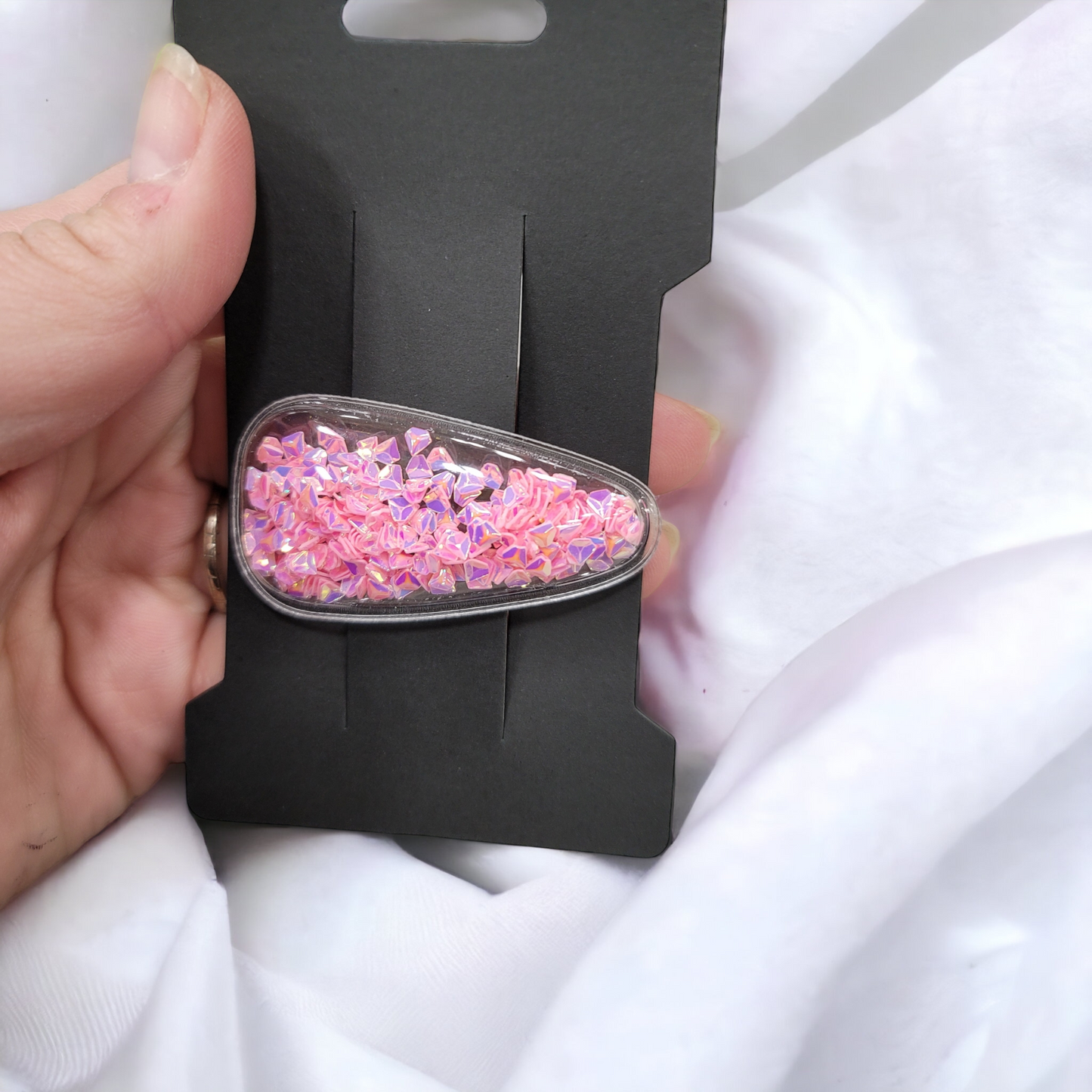 Iridescent Pink Triangles Single