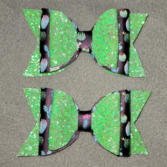 Lime Green & Cactus Print Large Bow